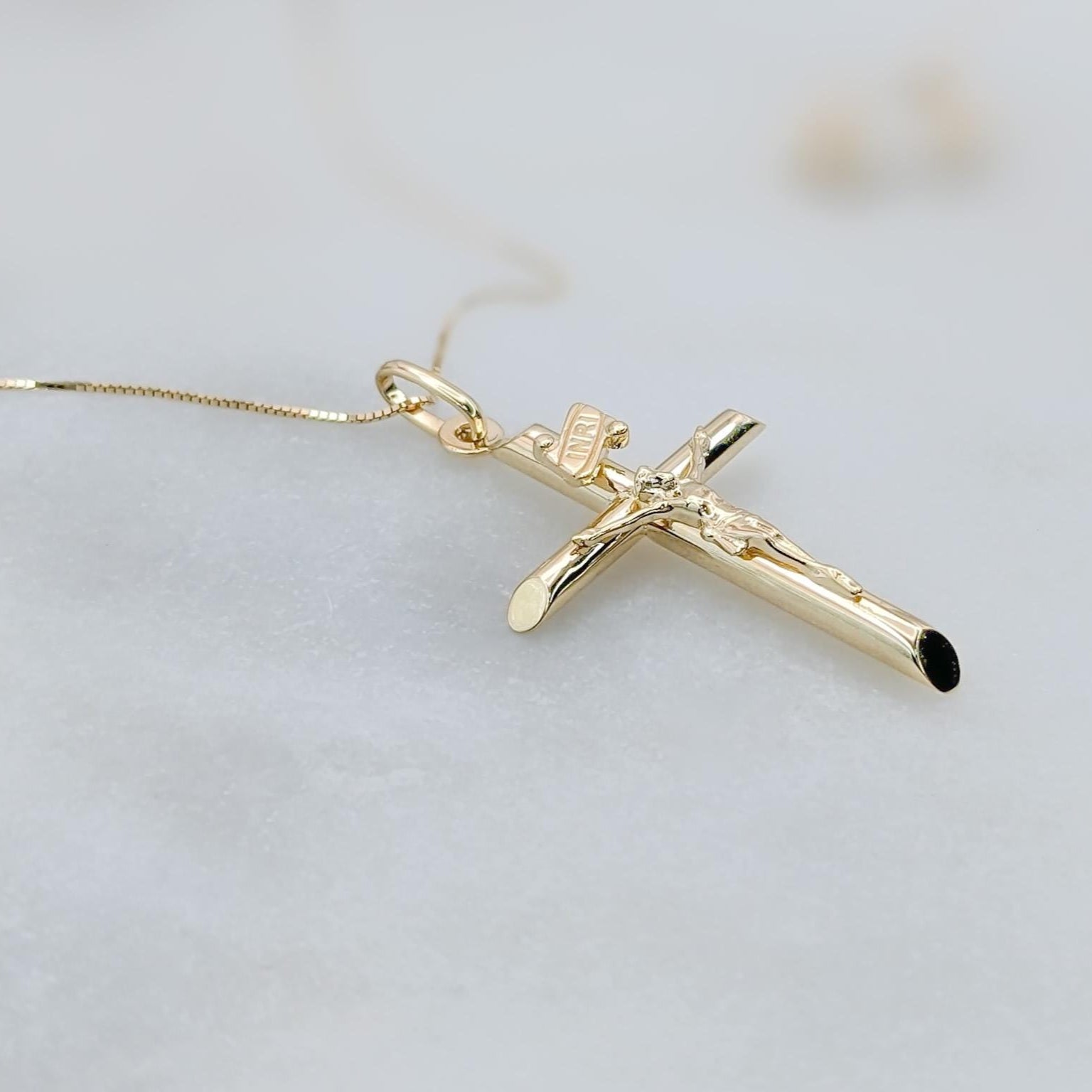 Gold INRI Jesus Crucifix Cross Pendant
