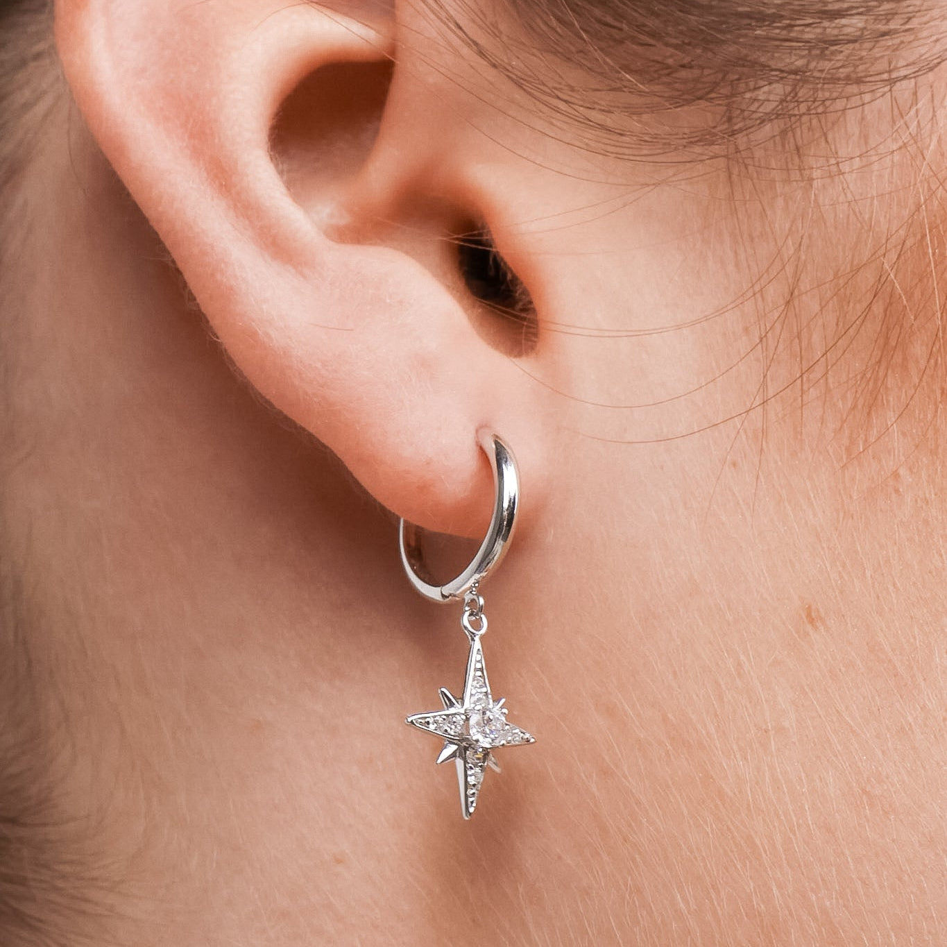 Ethereal North Star Hoop Earrings