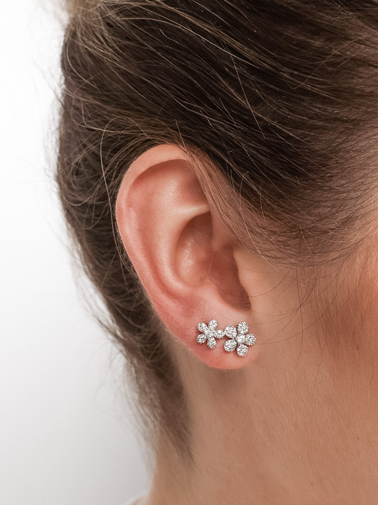 Pavé Flower Earrings