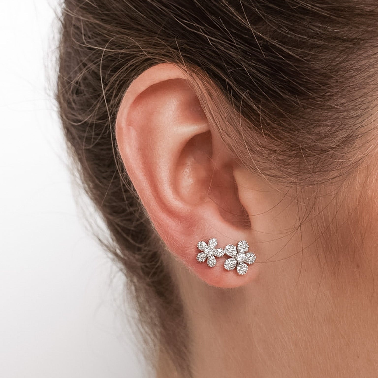 Pavé Flower Earrings