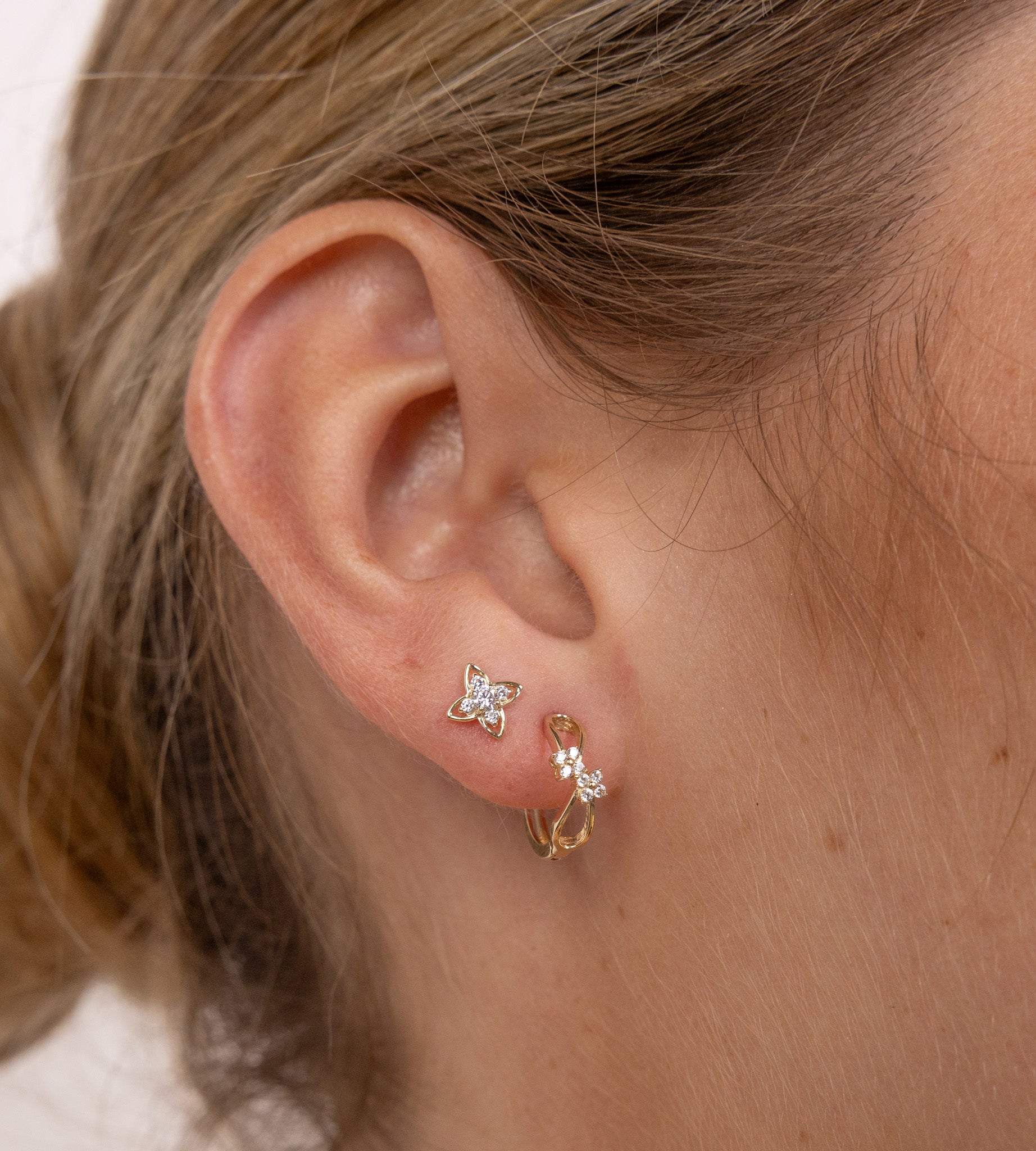 Gold Infinity Flower Hoop Earrings