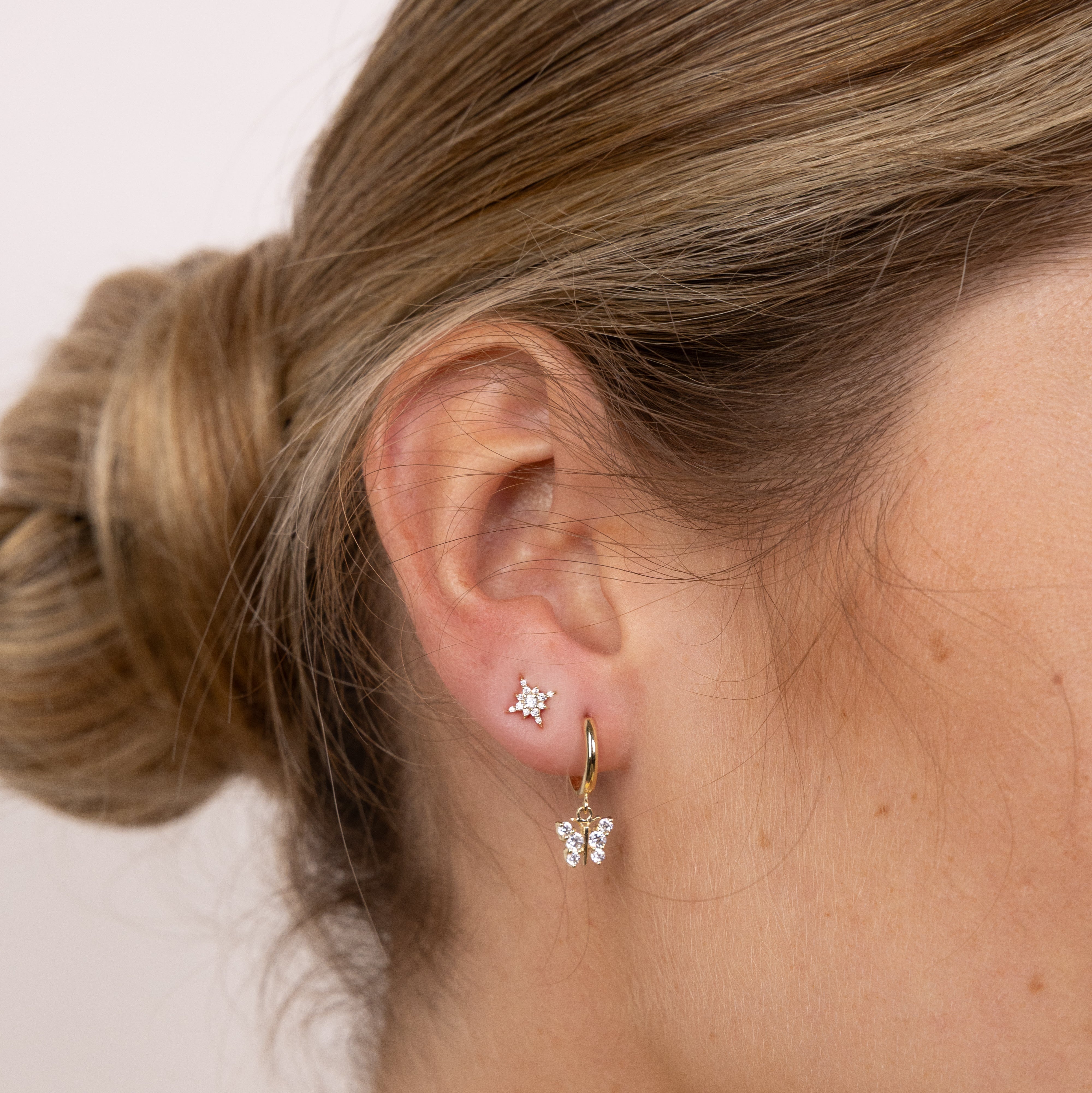 Dainty Butterfly Hoop Earrings