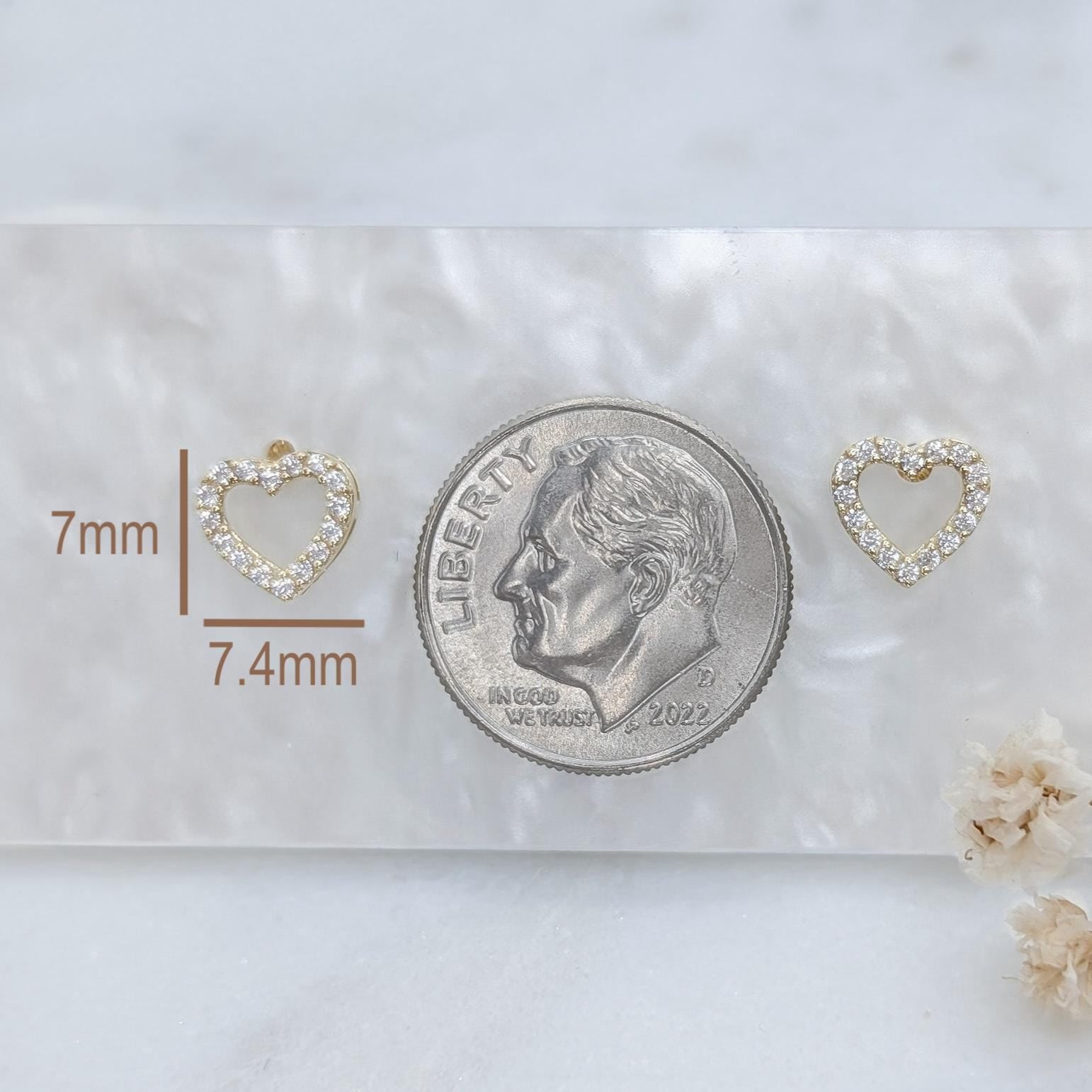 Small Pavé Heart Studs
