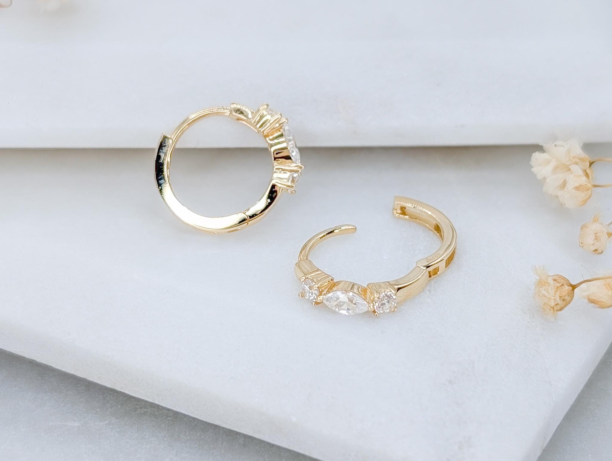 Mini Marquise Gold Huggies
