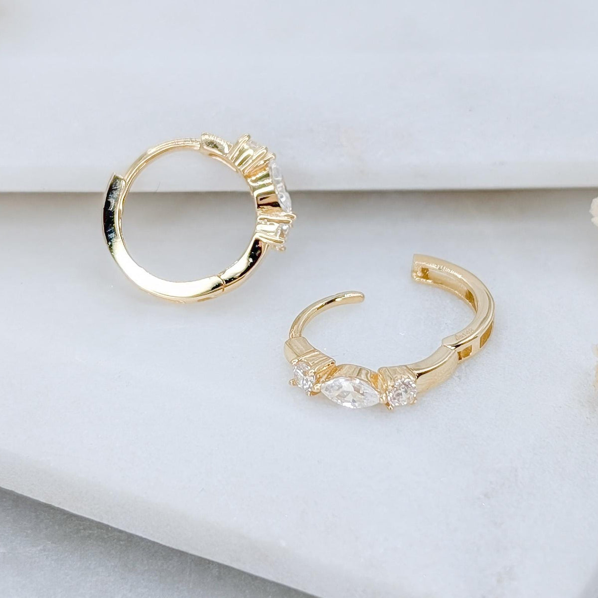 Mini Marquise Gold Huggies