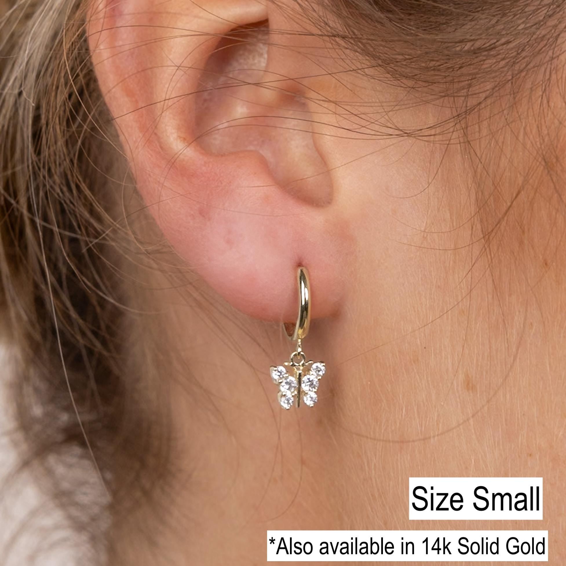 Dainty Butterfly Hoop Earrings - .925 Sterling Silver