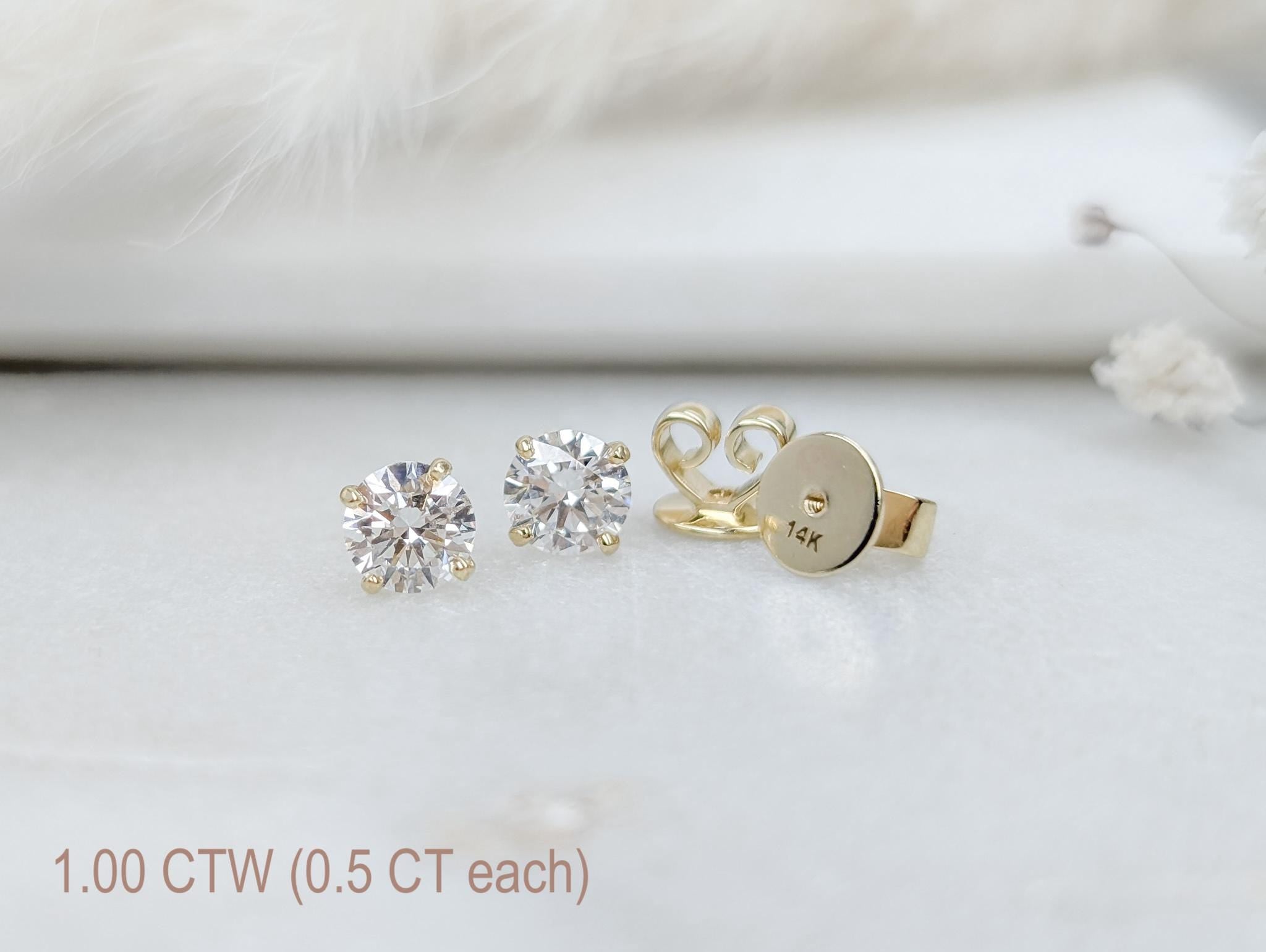 1 CTW Lab Grown Diamond Stud Earrings