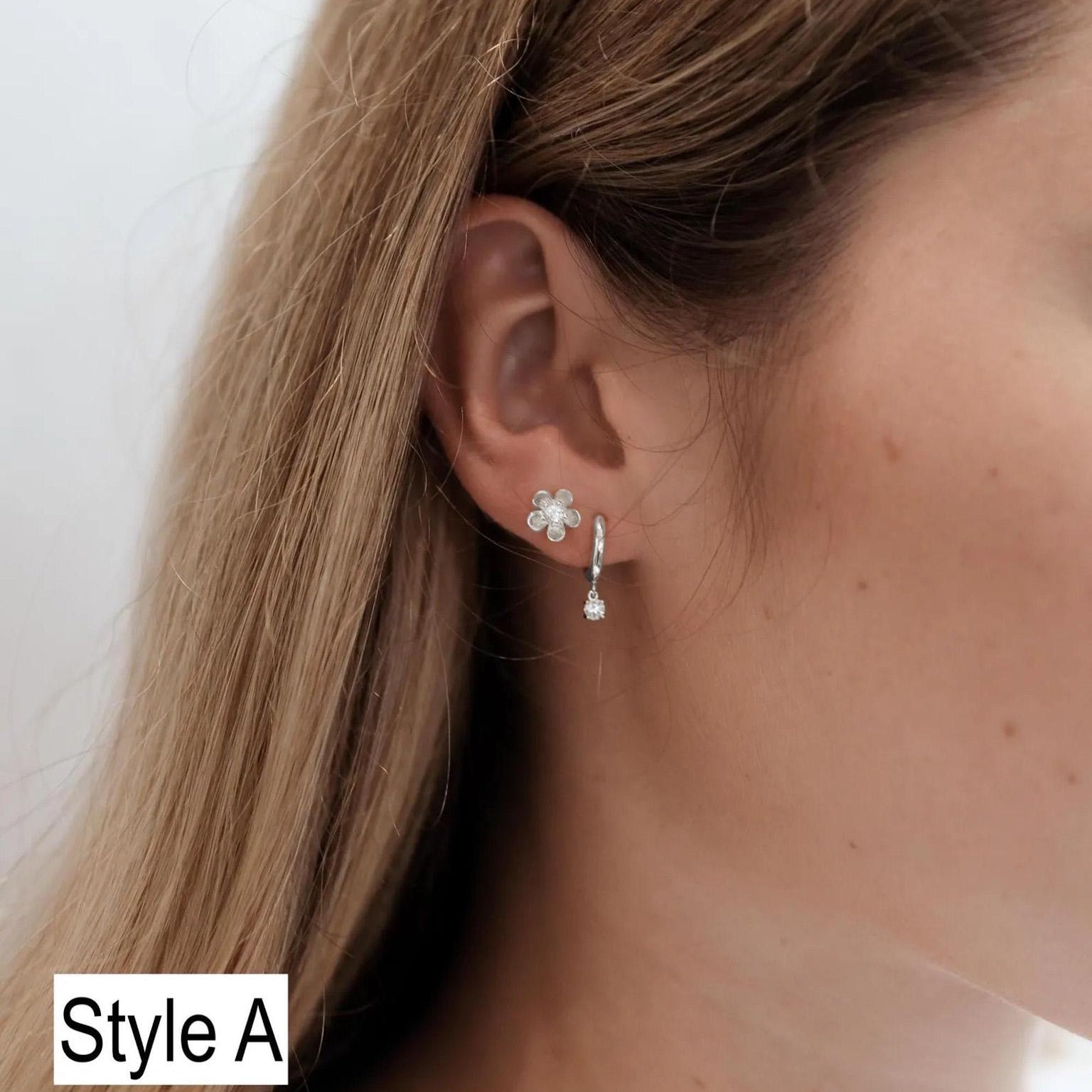 Solitaire Dangle Hoop Earrings – .925 Sterling Silver Hoops