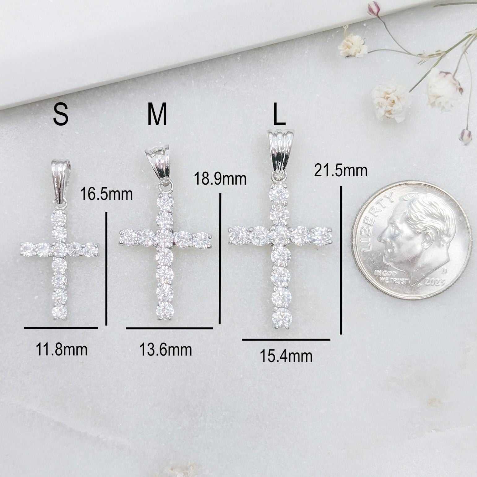 Pavé Cross Pendant - .925 Sterling Silver Pendant