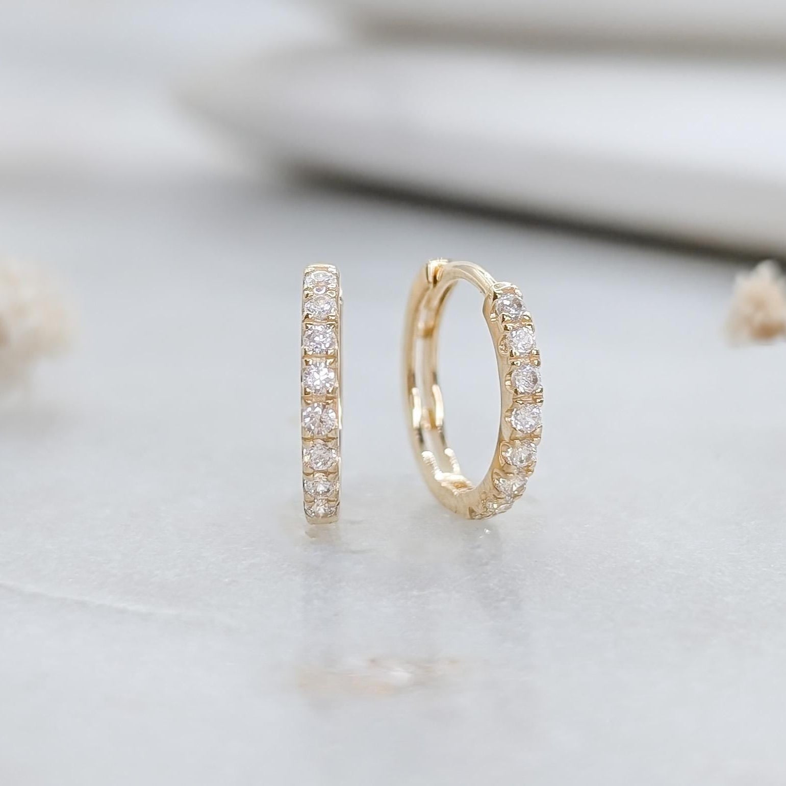 Slim Pavé Hoop Earrings