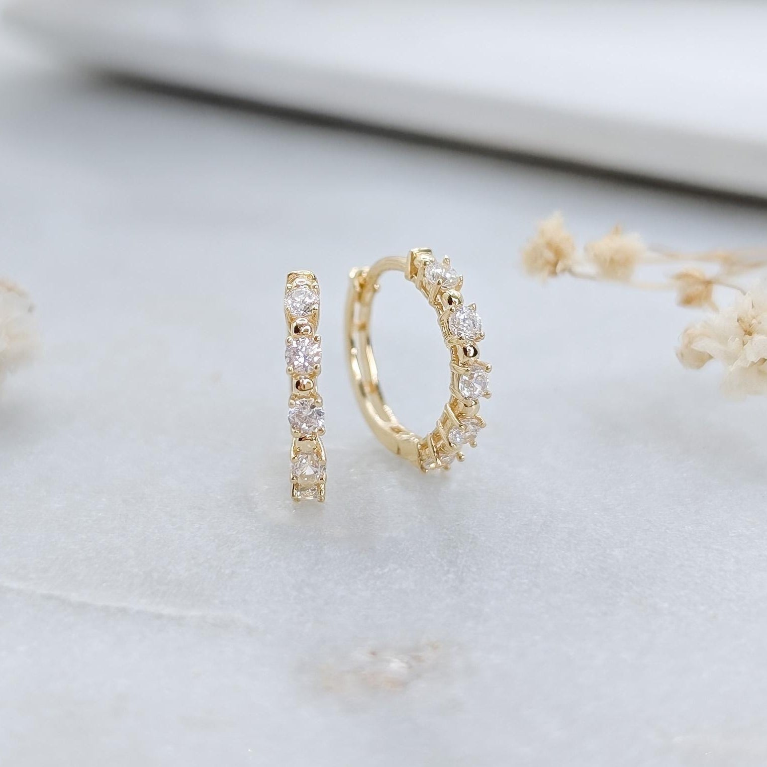 Gold Pavé Hoop Earrings