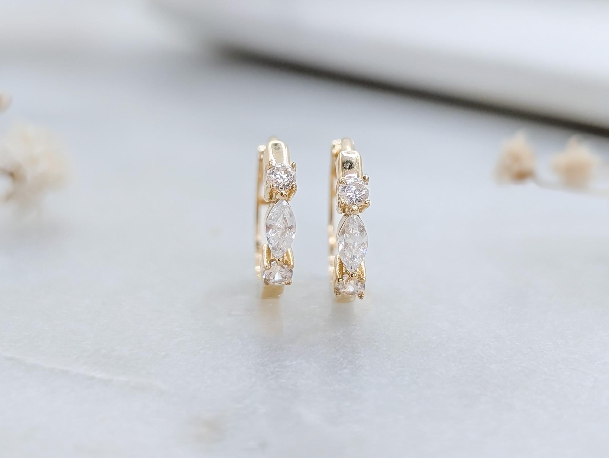 Mini Marquise Gold Huggies