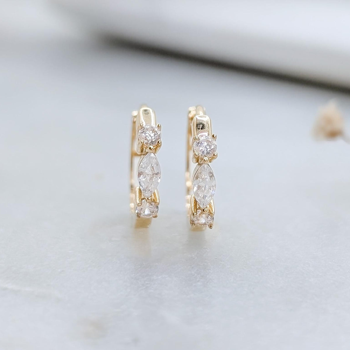Mini Marquise Gold Huggies