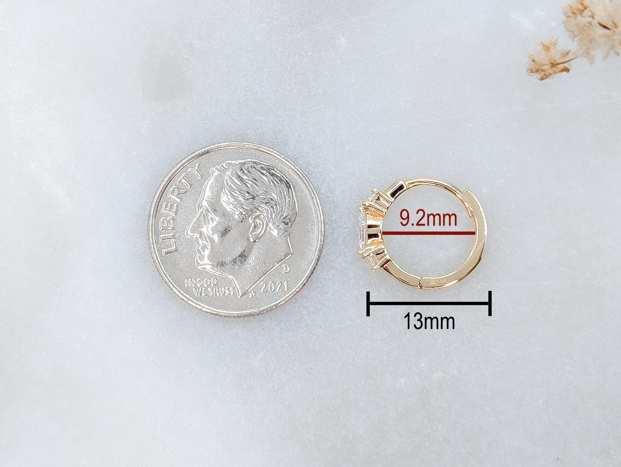 Mini Marquise Gold Huggies