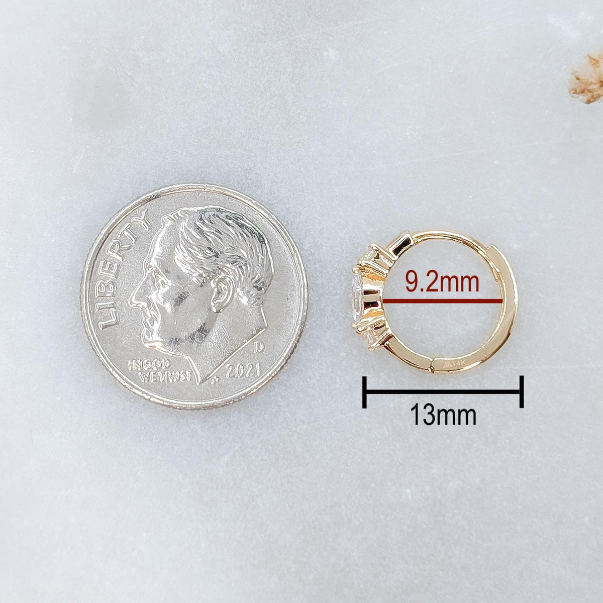 Mini Marquise Gold Huggies