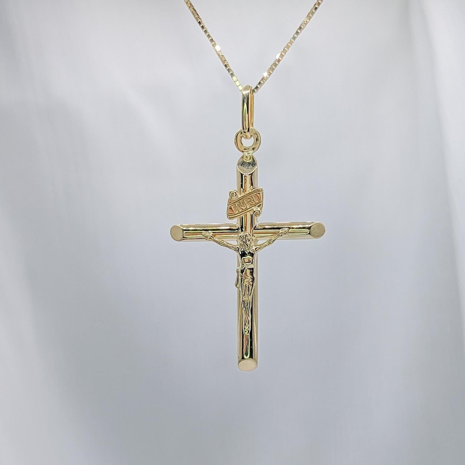 Gold INRI Jesus Crucifix Cross Pendant