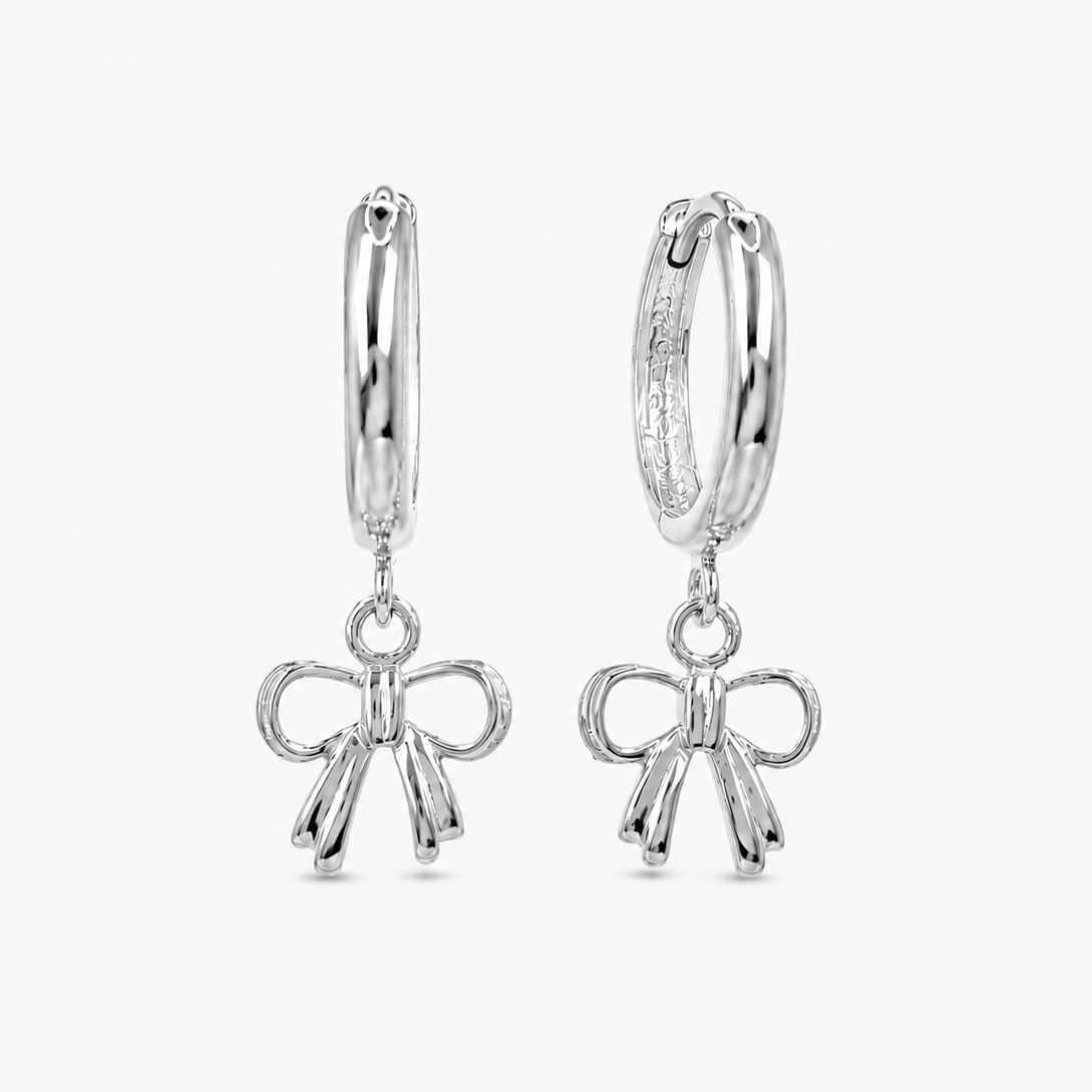 Mini Bow Hoop Earrings - .925 Sterling Silver