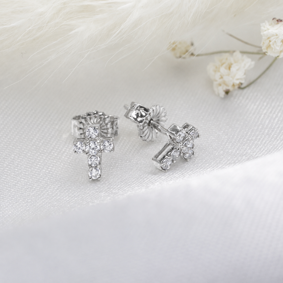 Mini Cross Earrings - .925 Sterling Silver