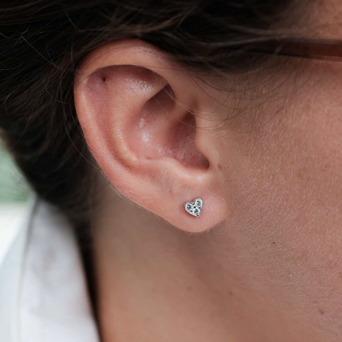 Dainty Pavé Heart Stud