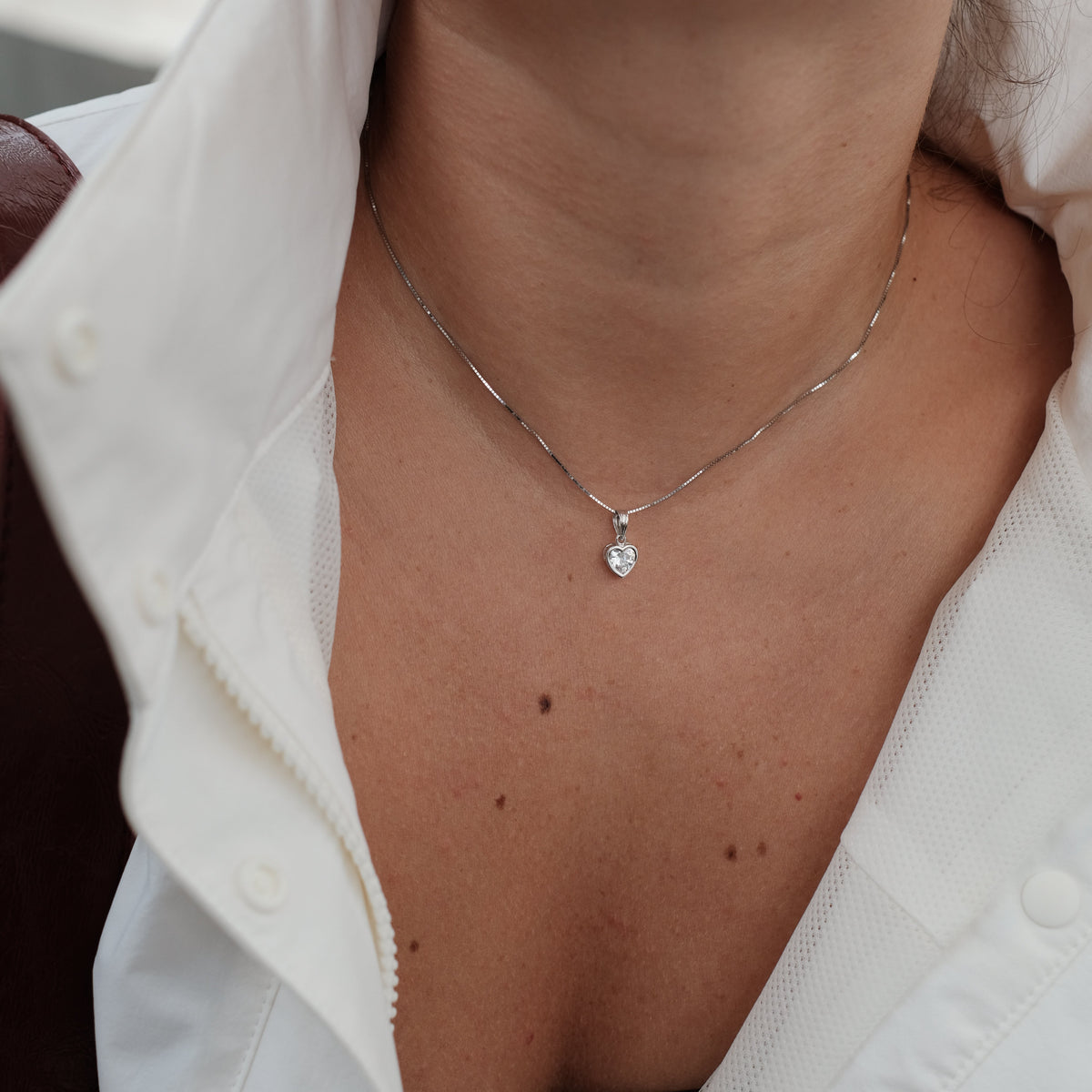 Bezel Solitaire Heart Pendant