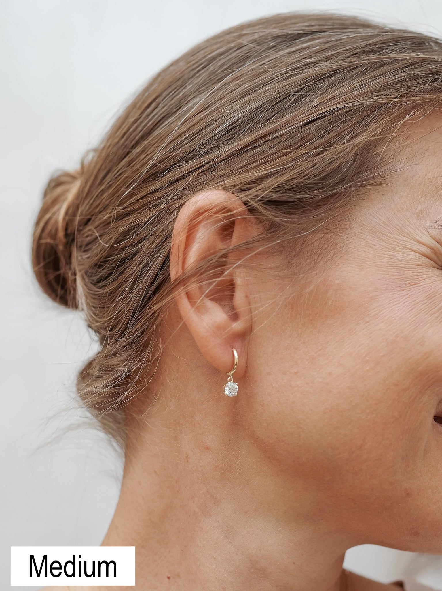 Solitaire Dangle Hoop Earrings