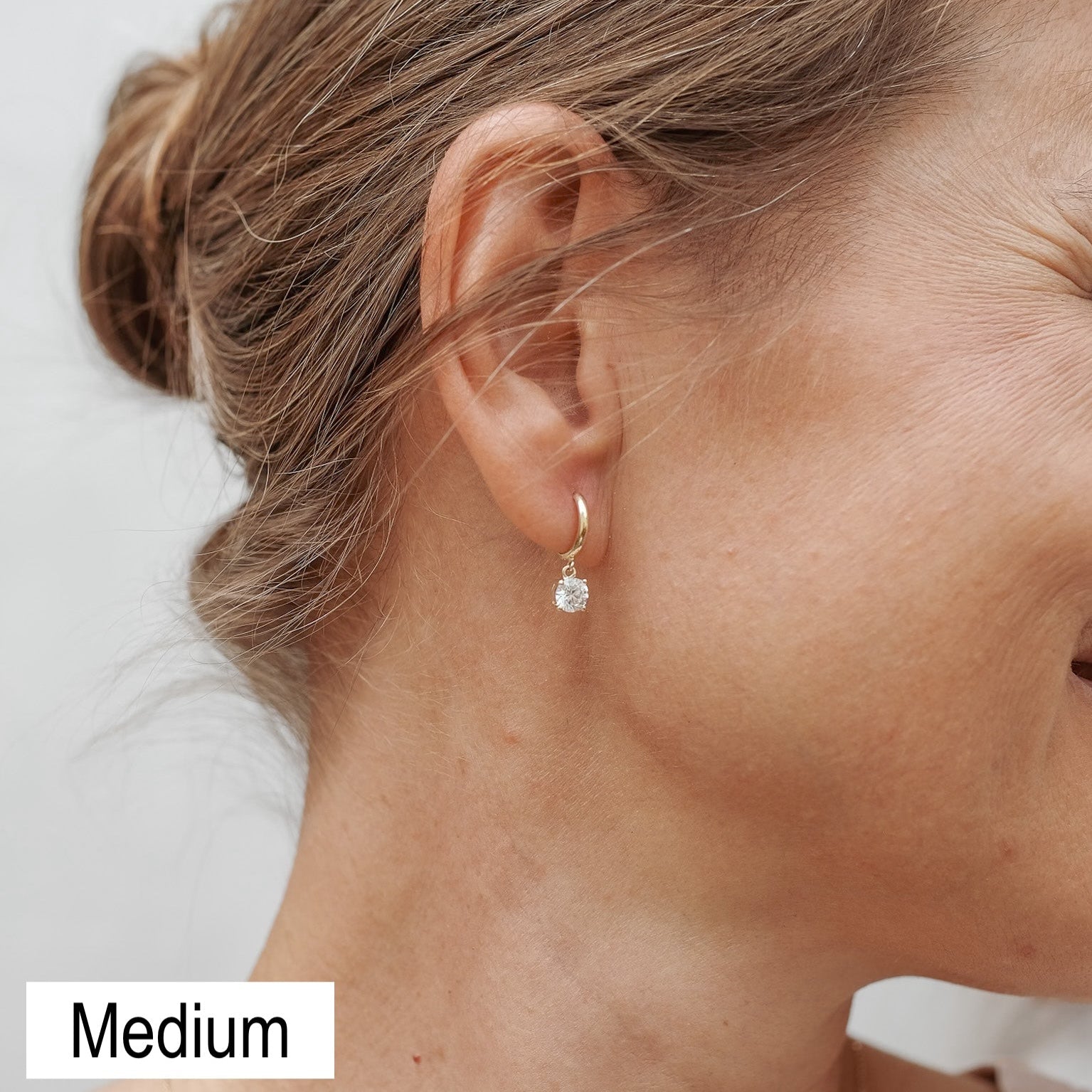 Solitaire Dangle Hoop Earrings
