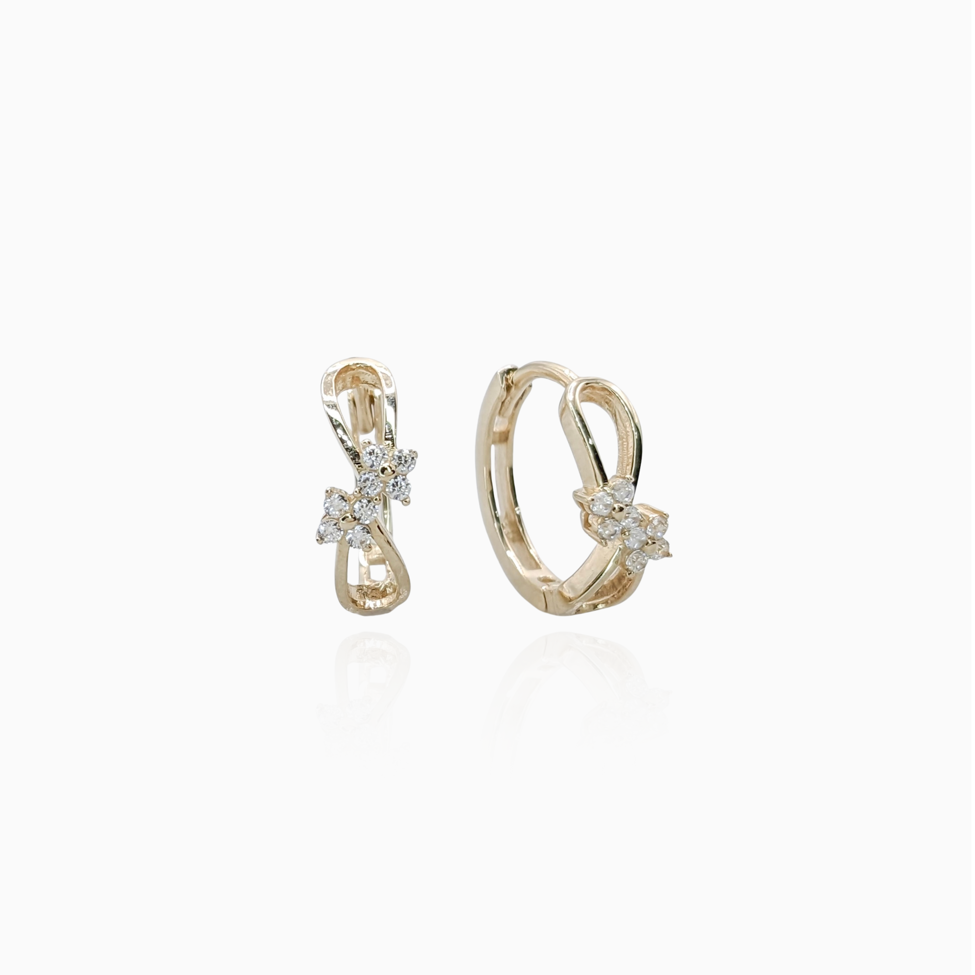 Gold Infinity Flower Hoop Earrings