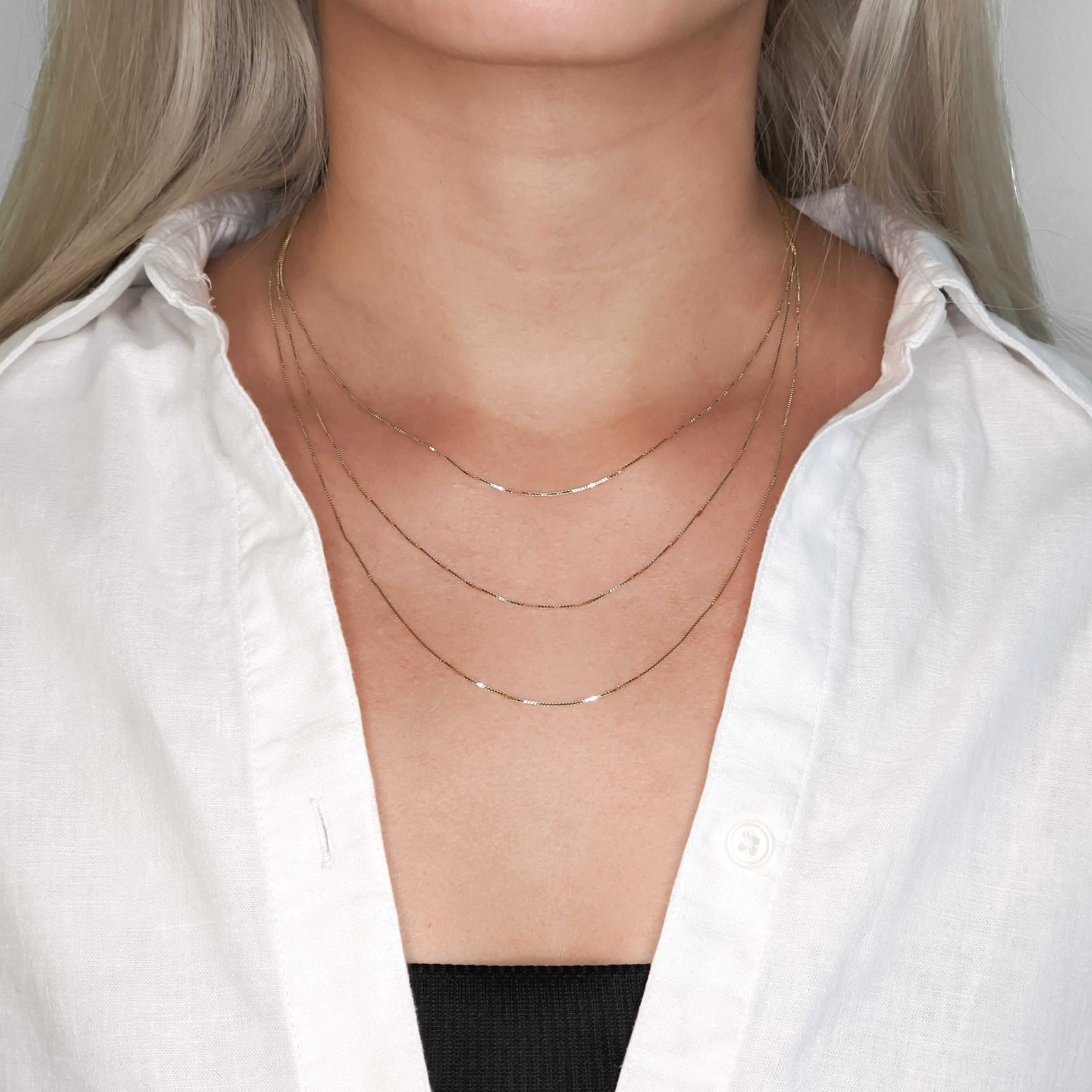 Gold Box Chain Necklace