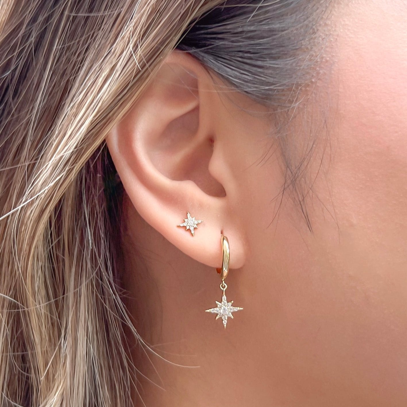 North Star Hoop Earrings
