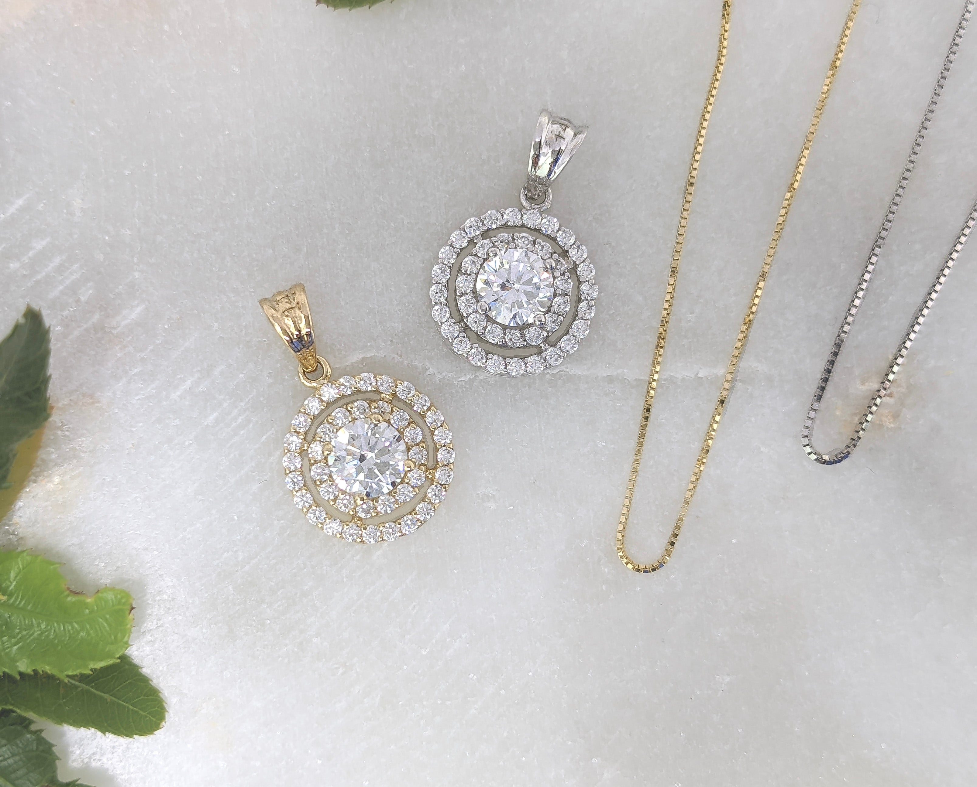 Double Pavé Halo Pendant