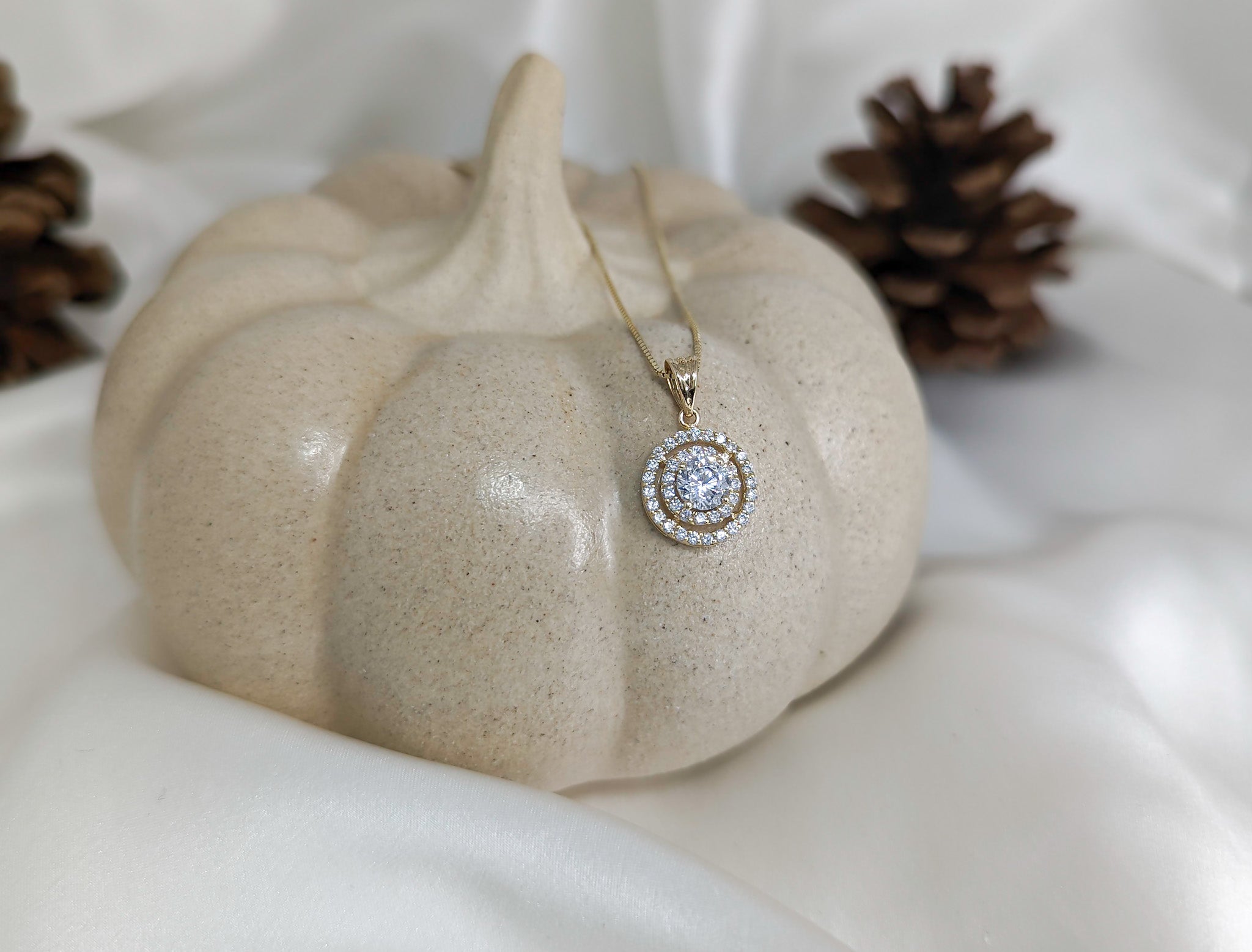 Double Pavé Halo Pendant