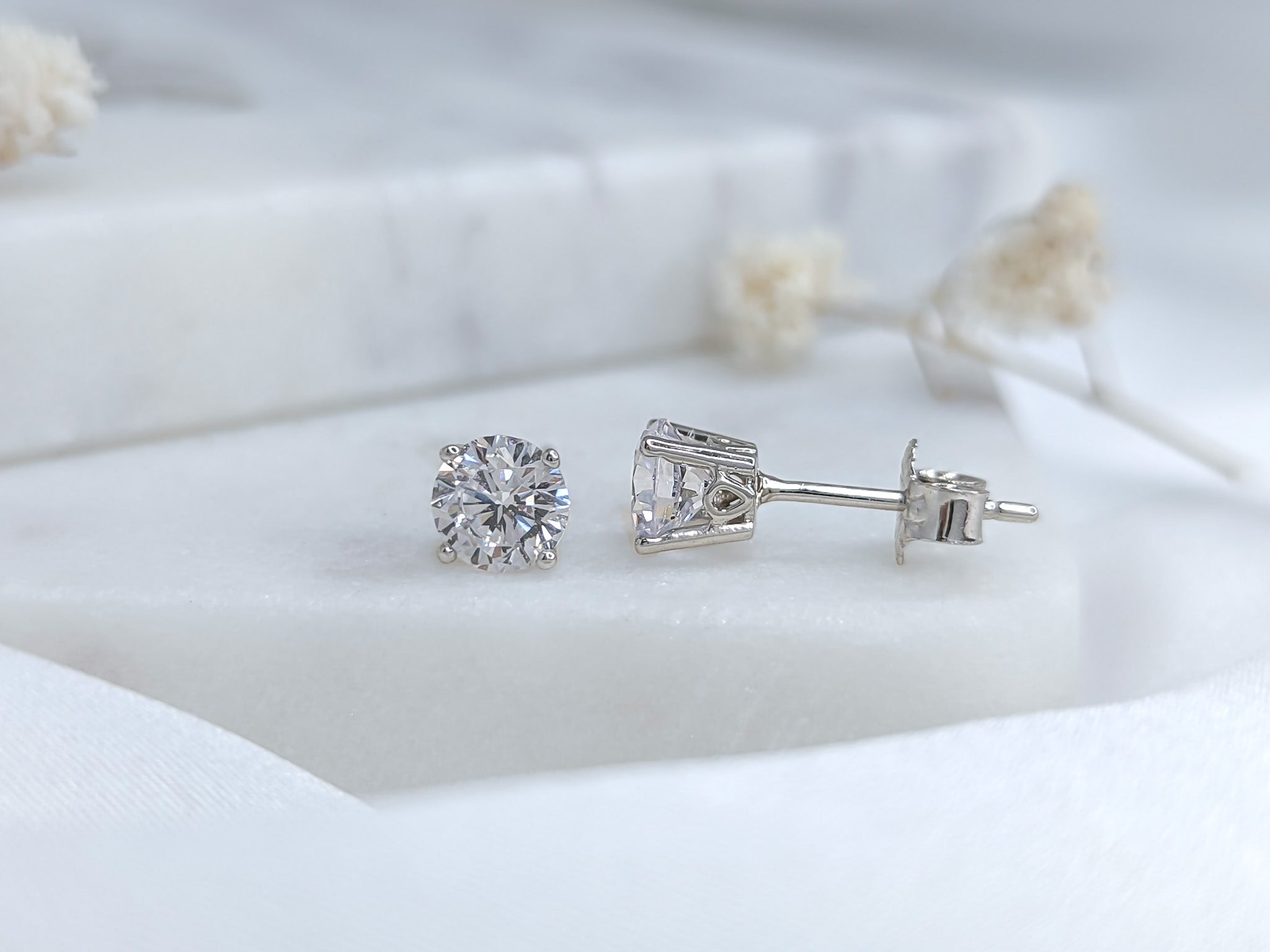 Solitaire Stud Earrings