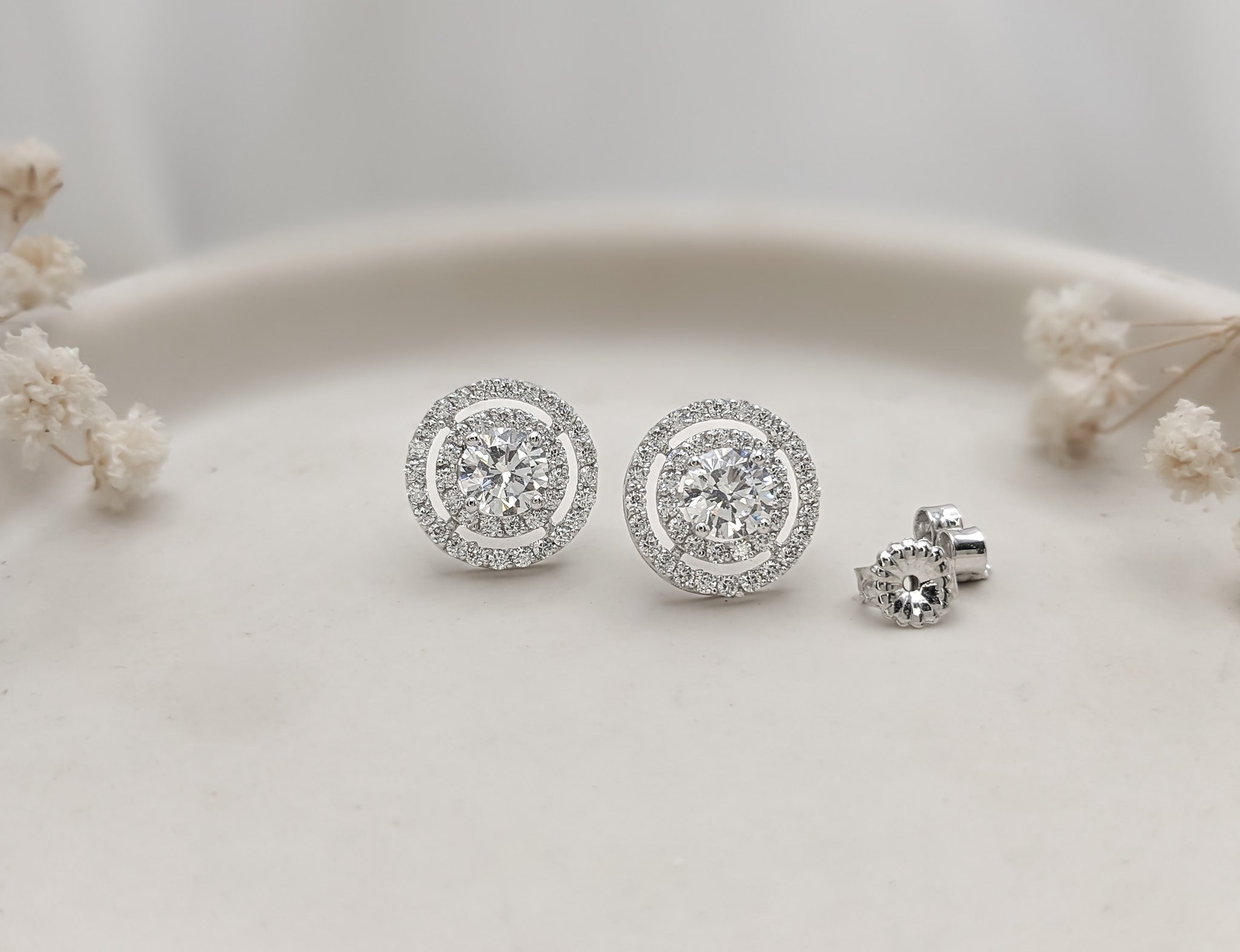 Double Pavé Halo Earrings