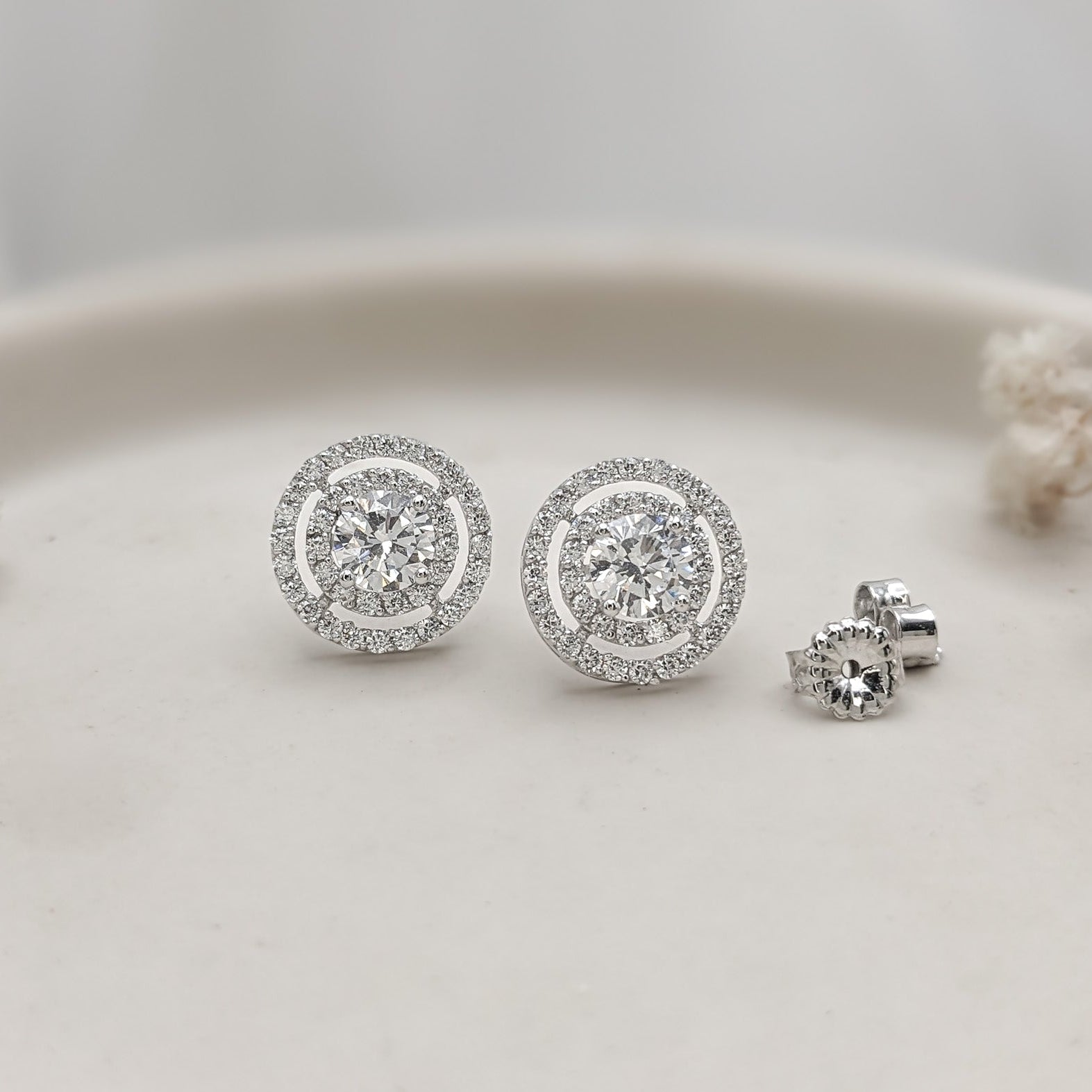 Double Pavé Halo Earrings
