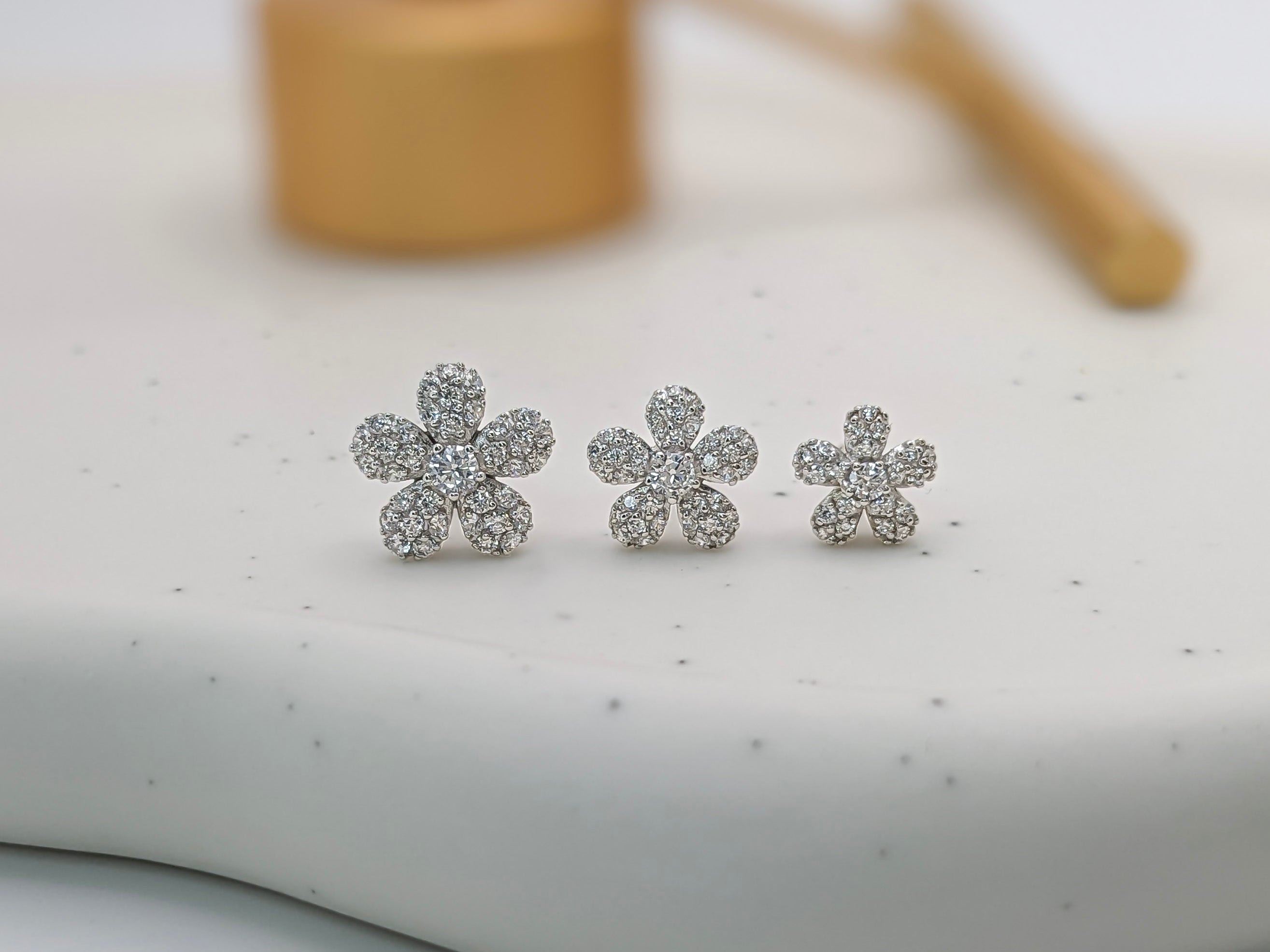Pavé Flower Earrings