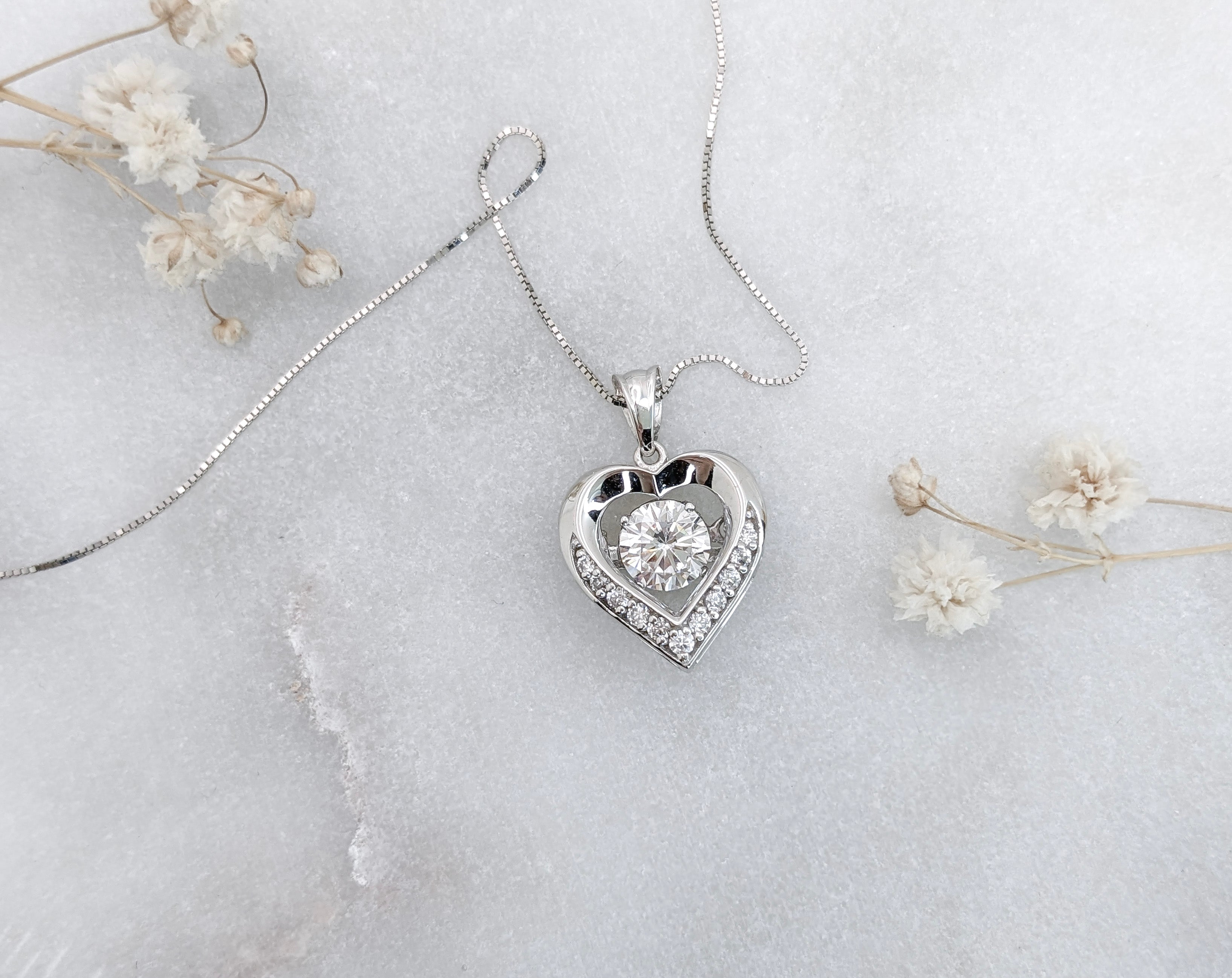 Dancing Gem Heart Pendant