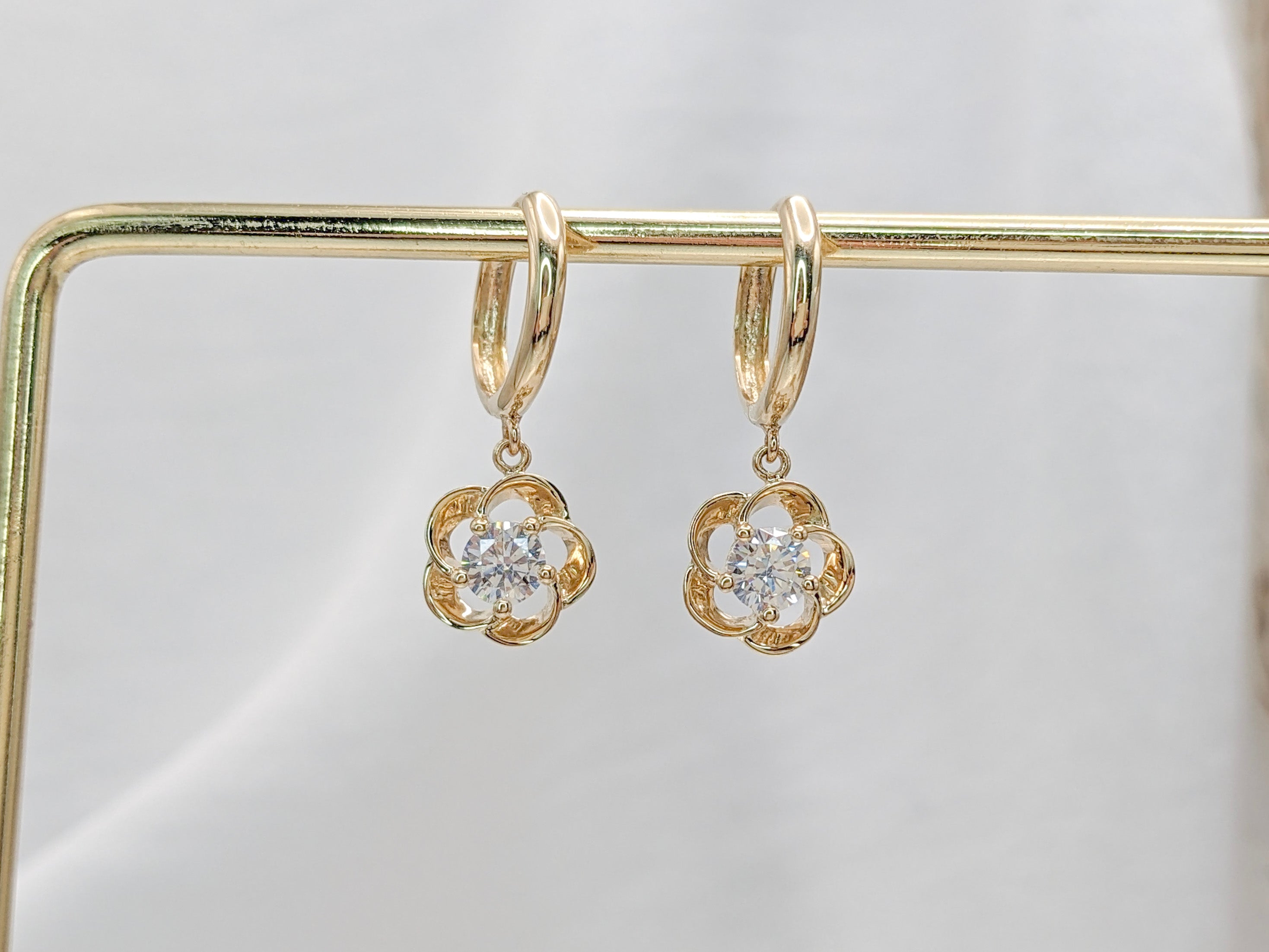 Plumeria Flower Hoop Earrings