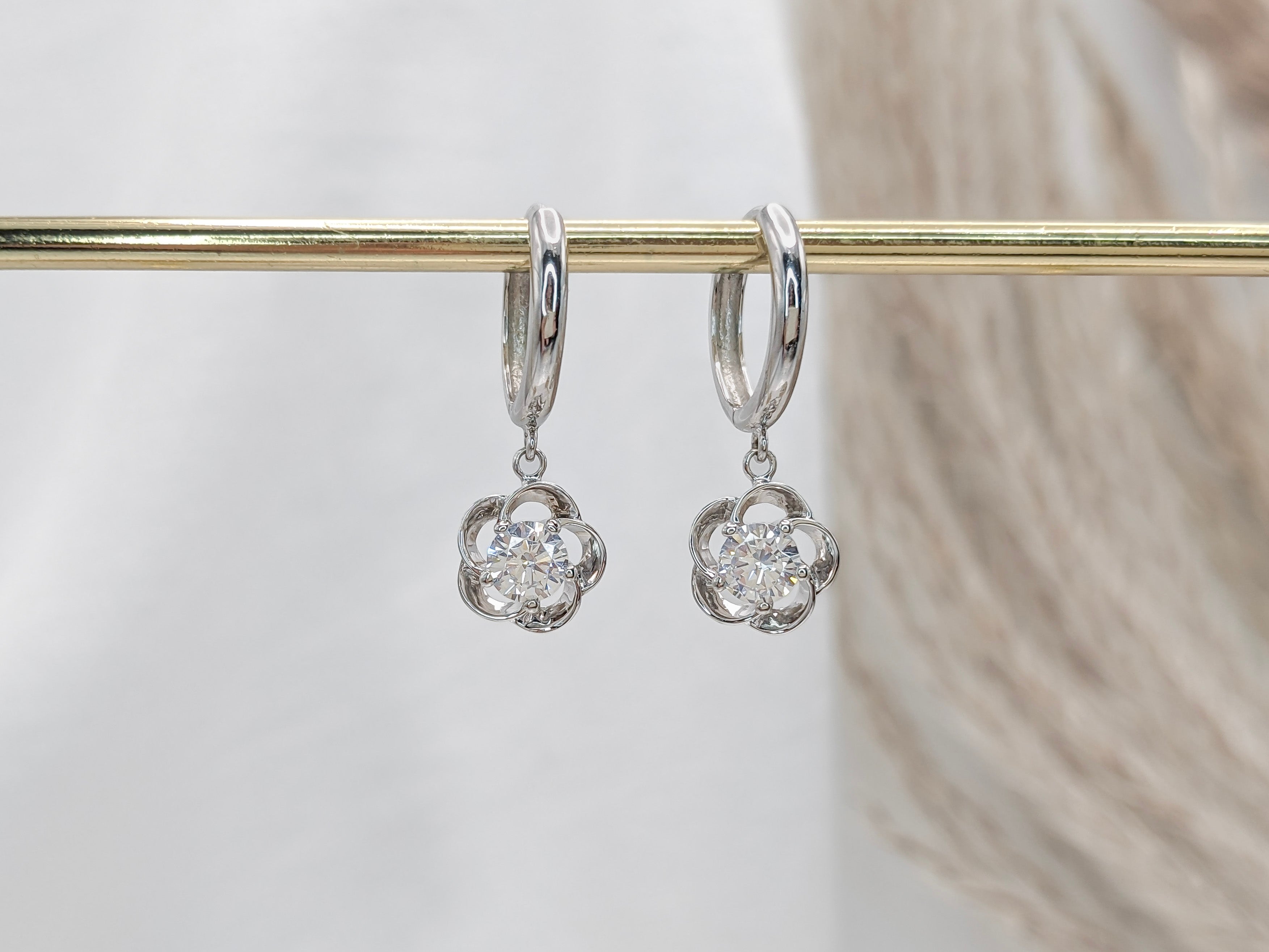 Plumeria Flower Hoop Earrings