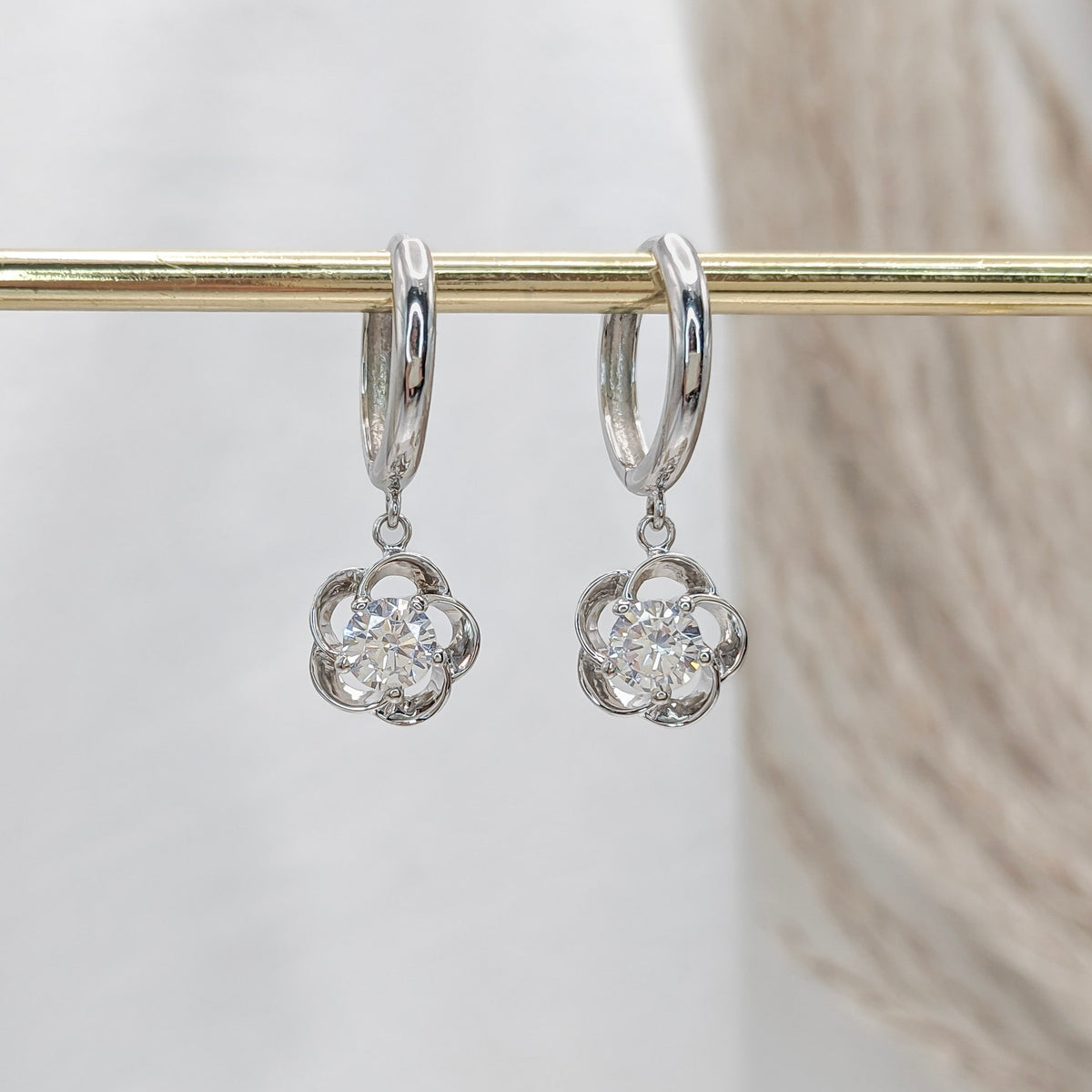 Plumeria Flower Hoop Earrings