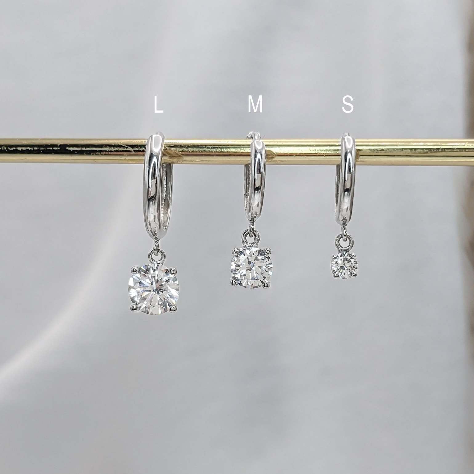 Lab Grown Diamond Solitaire Dangle Hoop Earrings