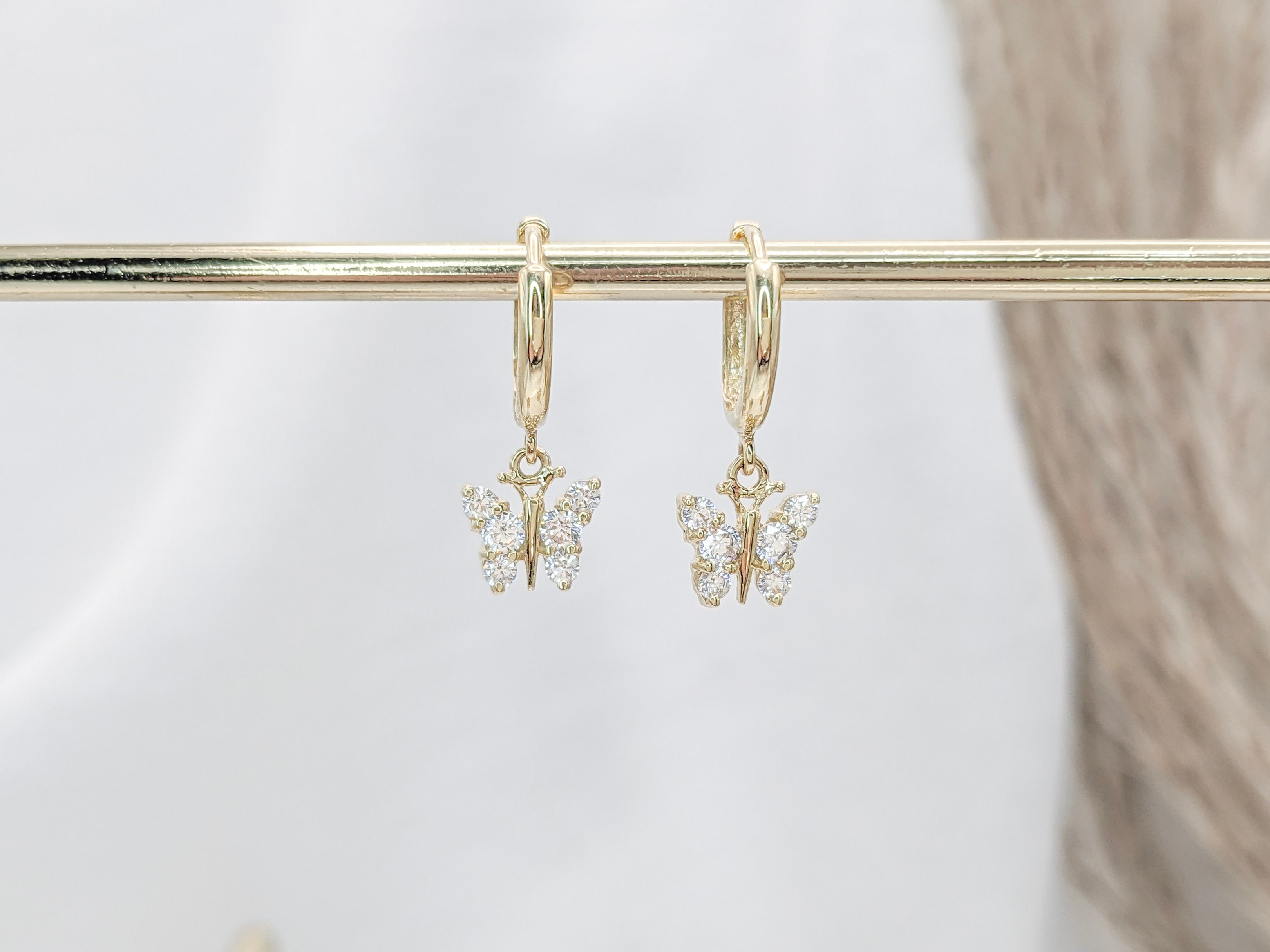 Dainty Butterfly Hoop Earrings