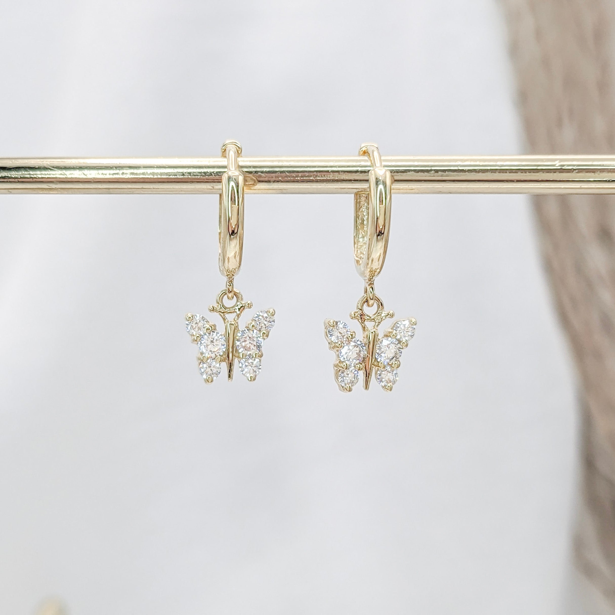 Dainty Butterfly Hoop Earrings