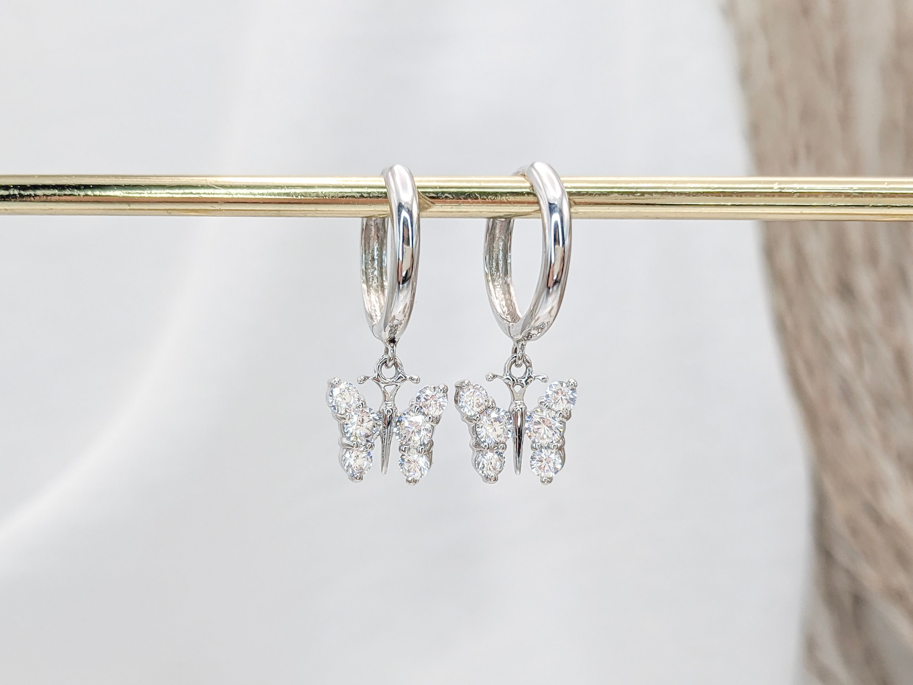 Dainty Butterfly Hoop Earrings