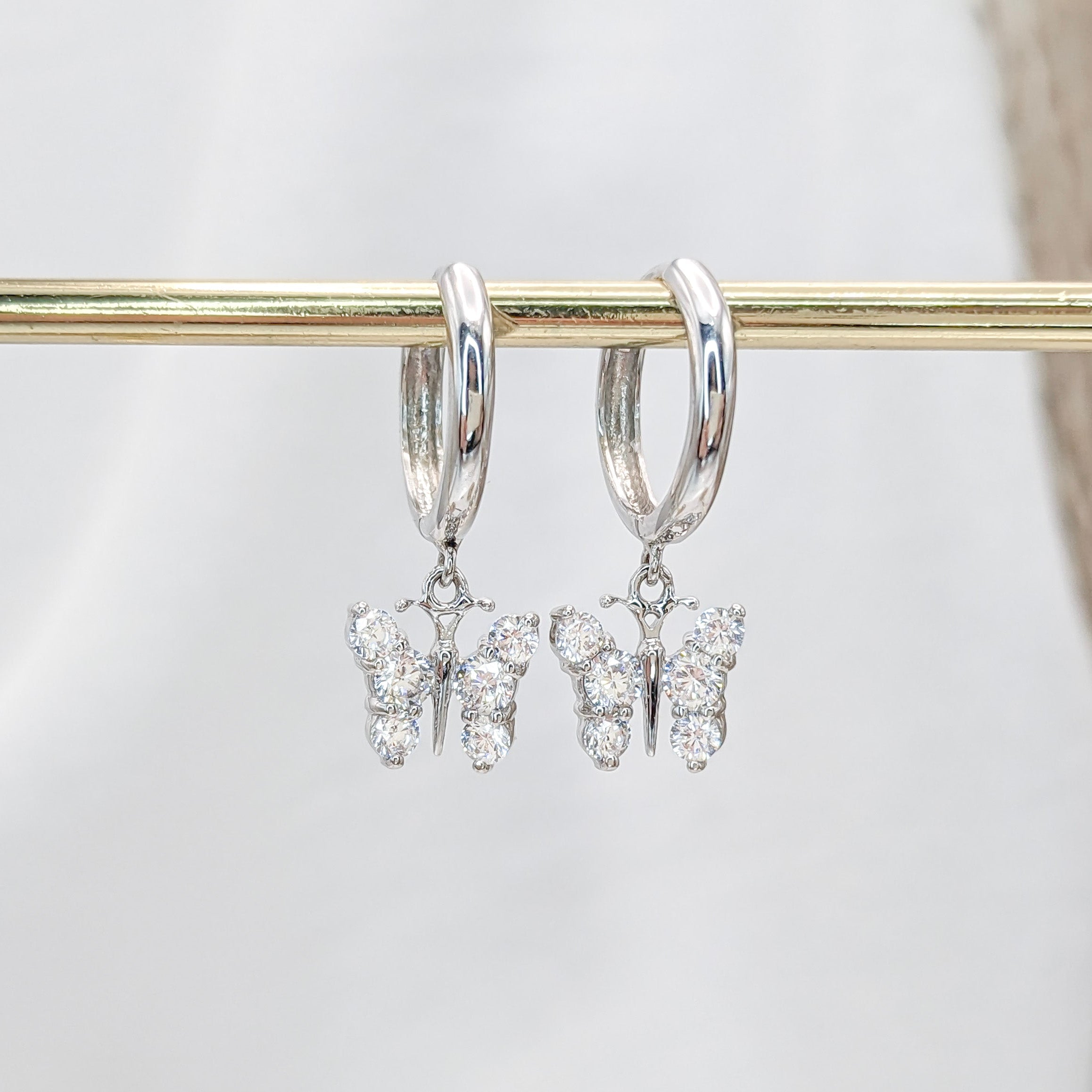Dainty Butterfly Hoop Earrings
