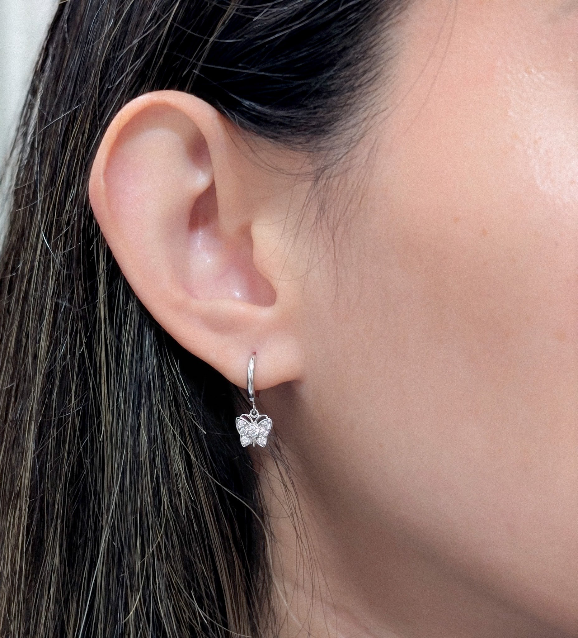 Bubble Butterfly Hoop Earrings