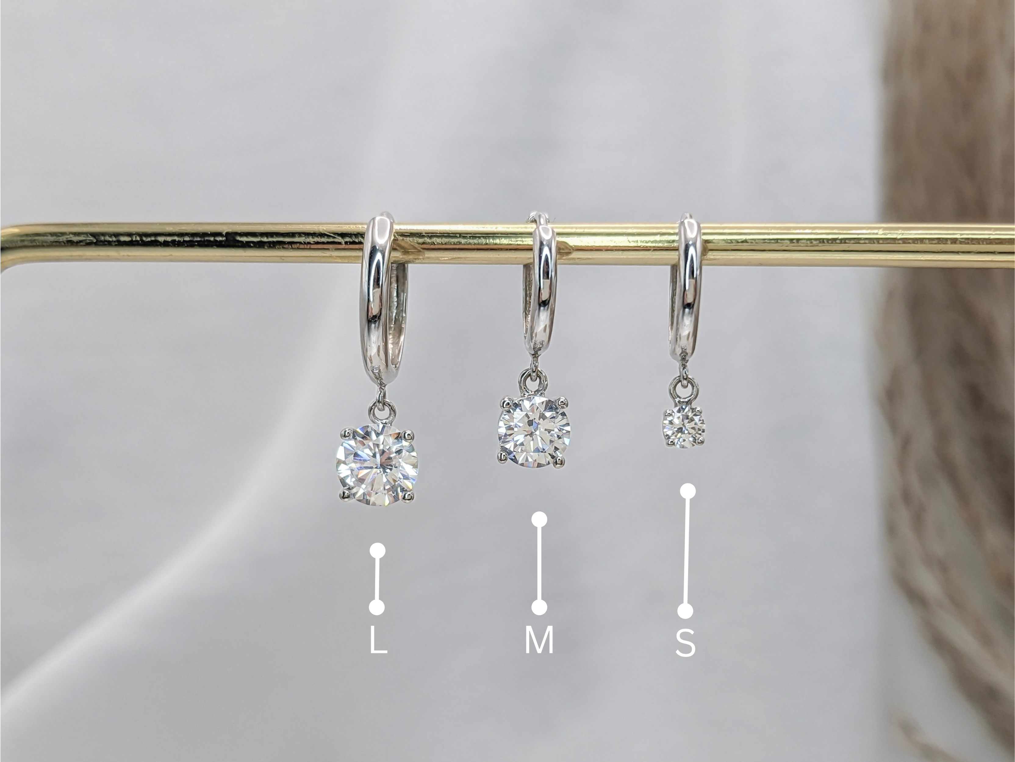 Solitaire Dangle Hoop Earrings