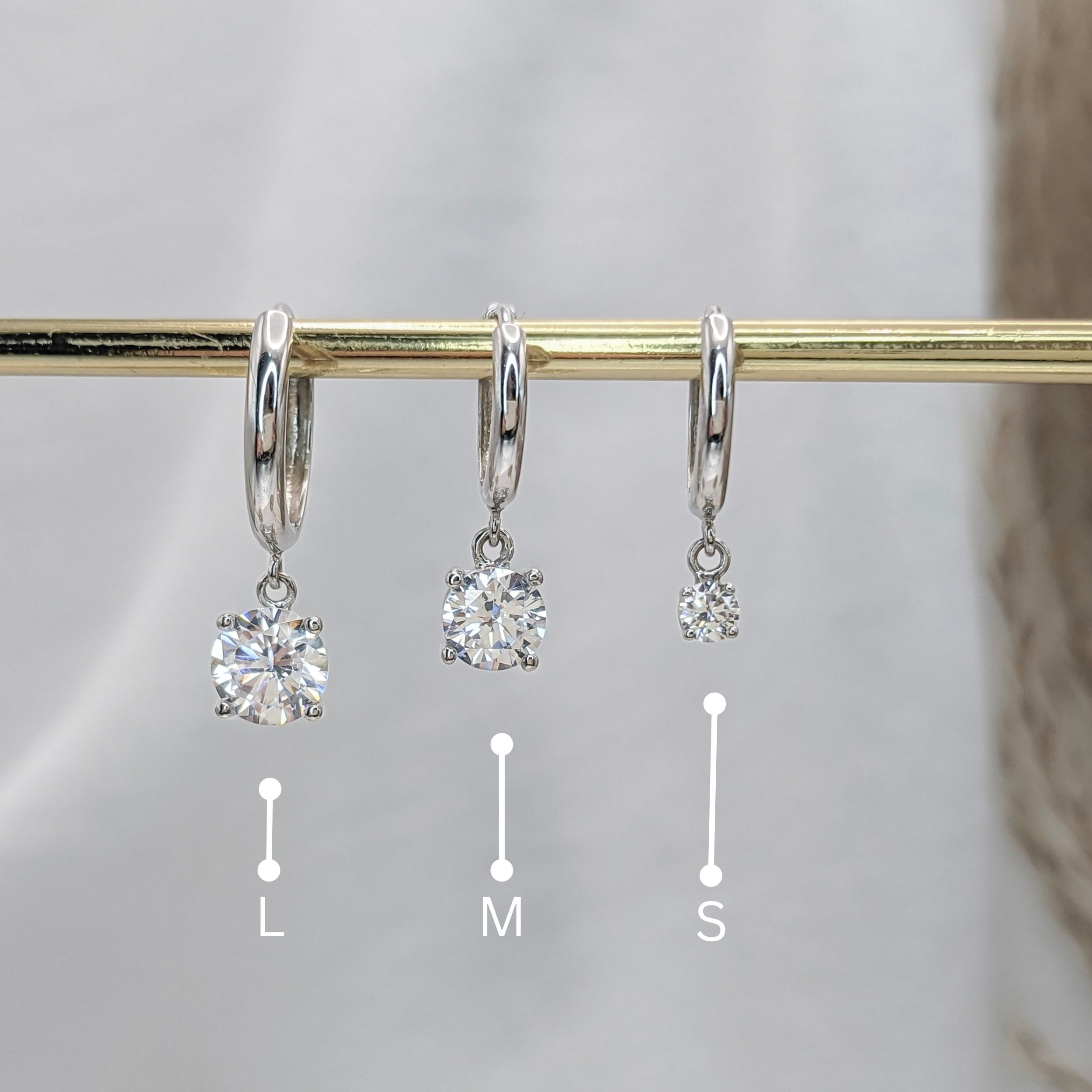 Solitaire Dangle Hoop Earrings