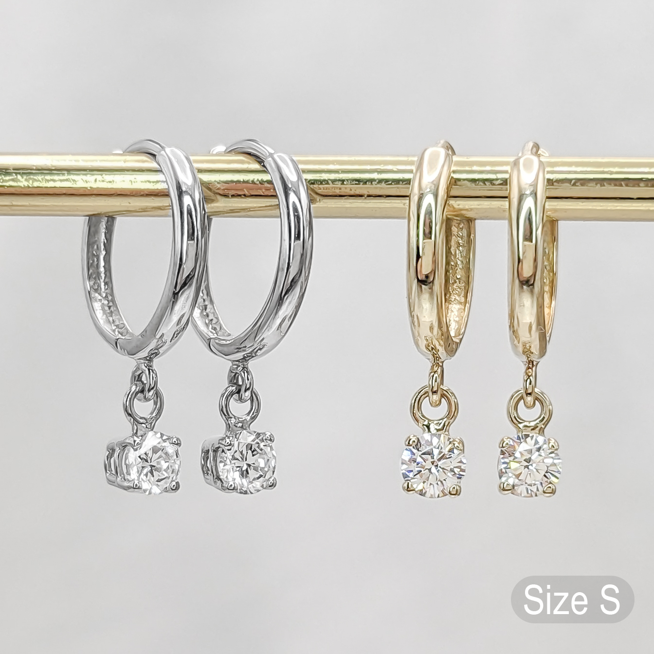Lab Grown Diamond Solitaire Dangle Hoop Earrings