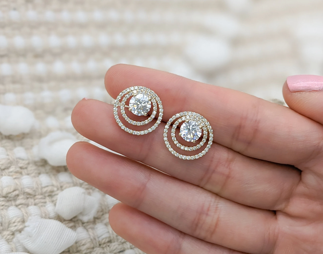 Double Stack Halo Earrings