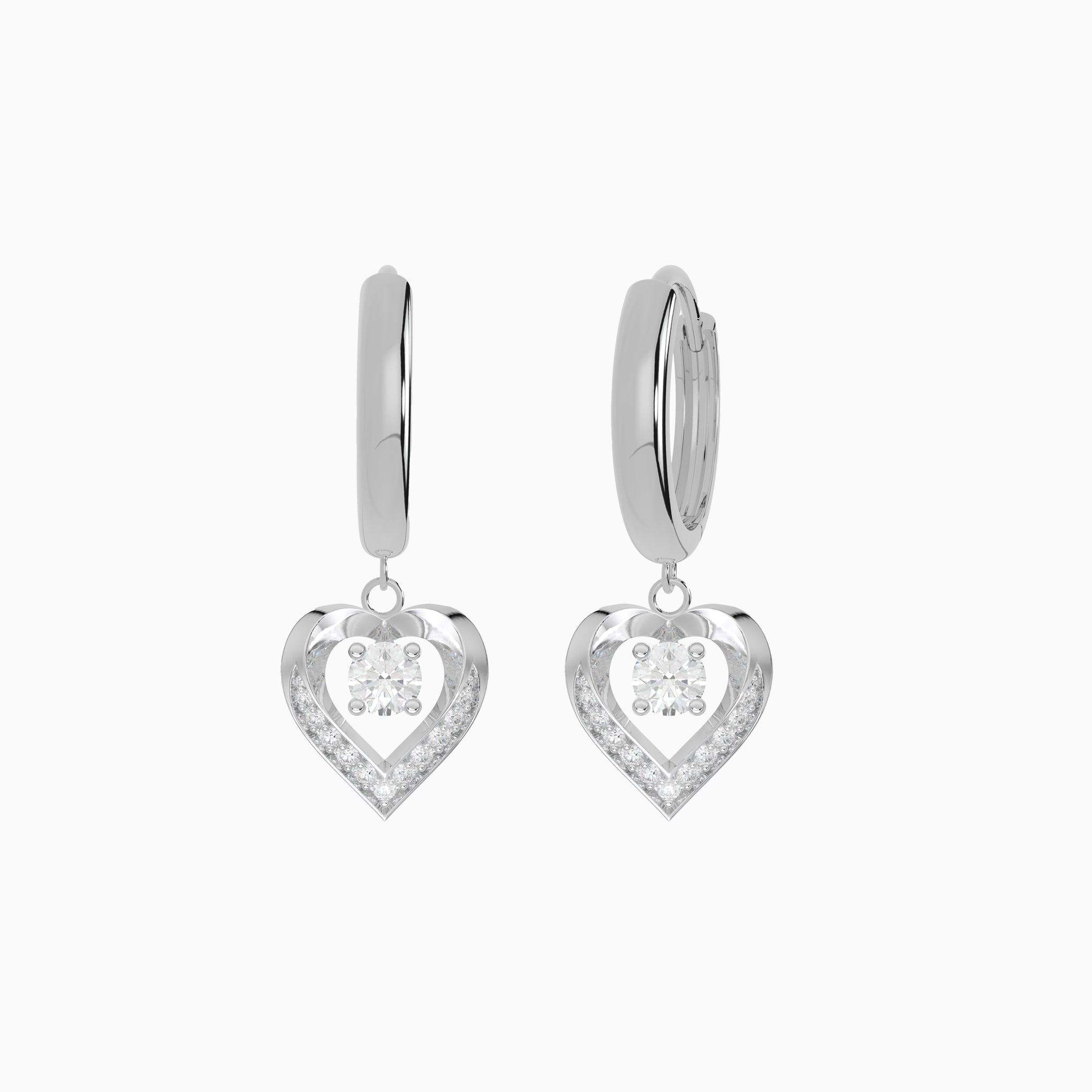 Pavé Heart Hoop Earrings